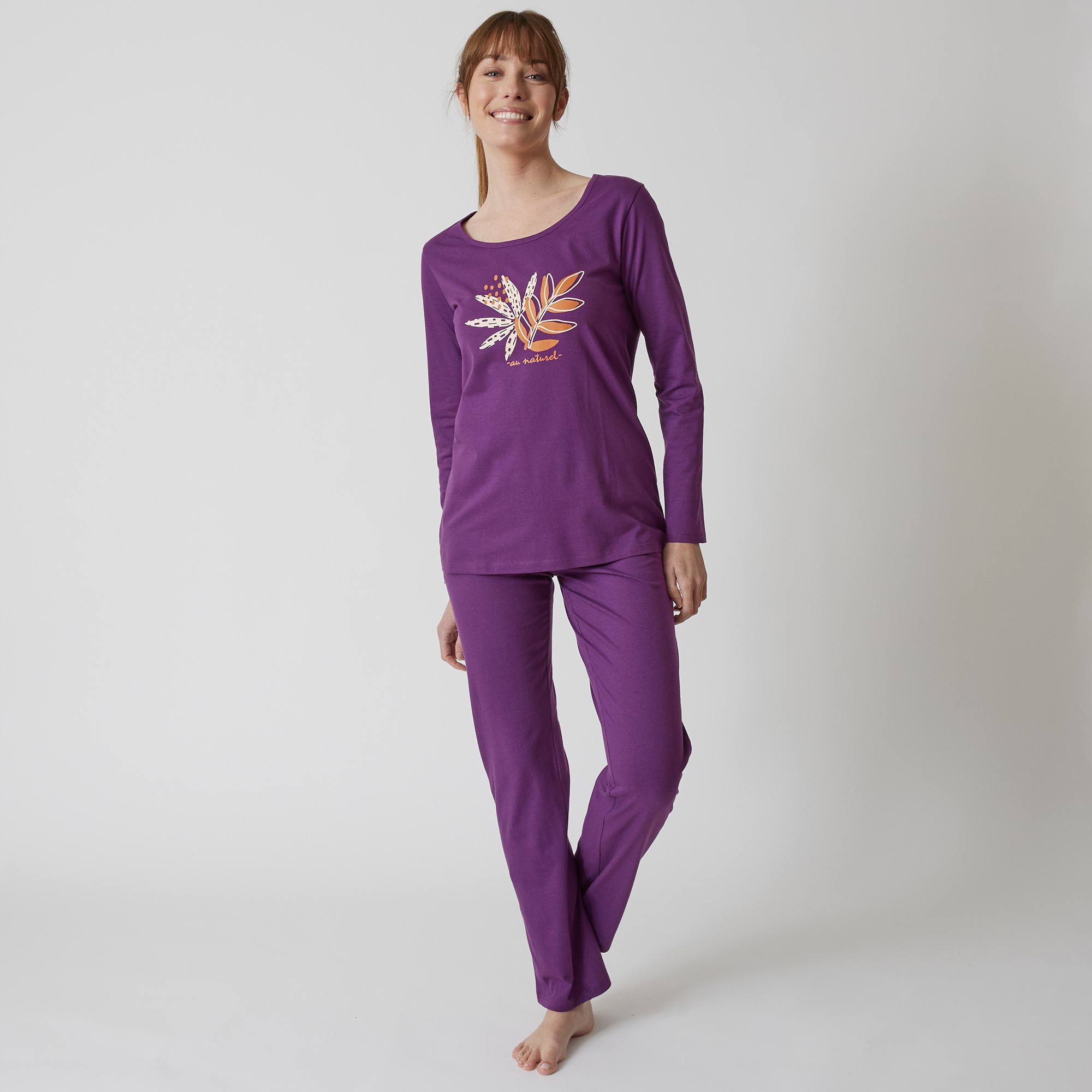 Pyjama Manches Longues Motif au Naturel - Blancheporte
