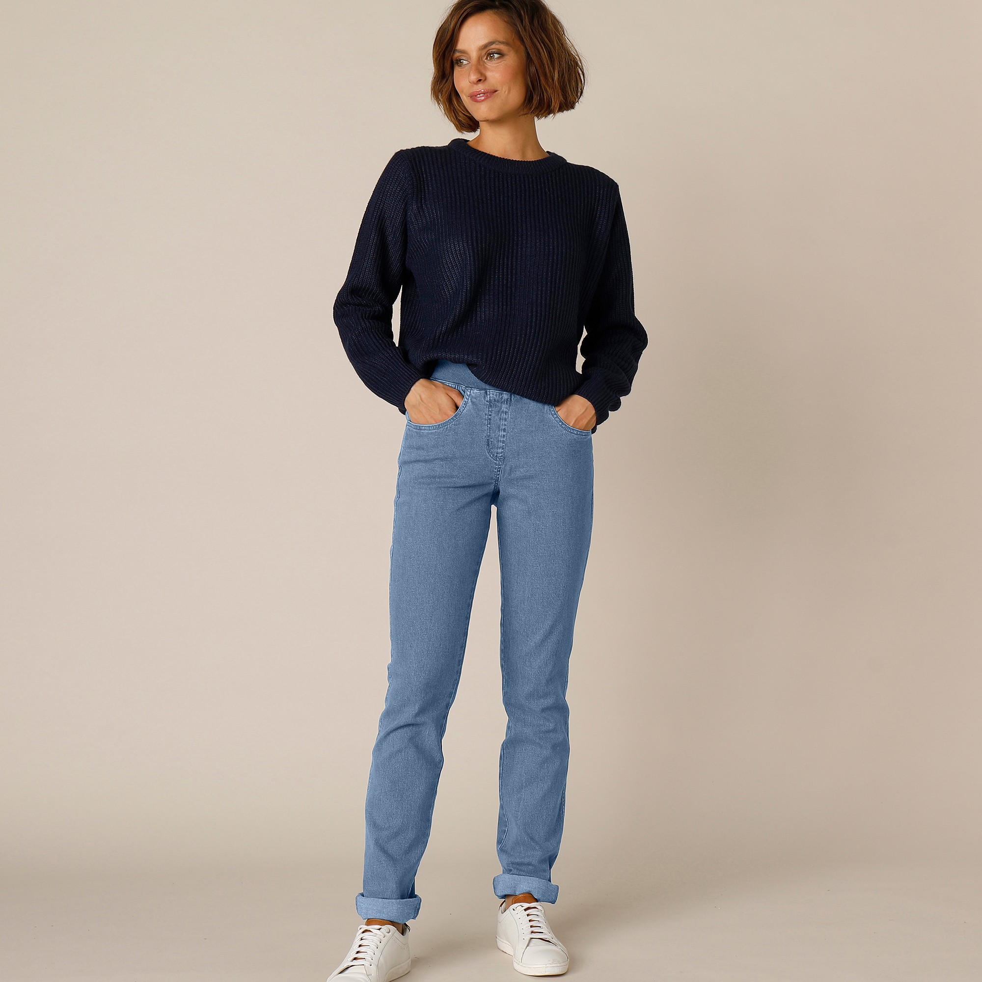 Jean femme confortable taille élastique