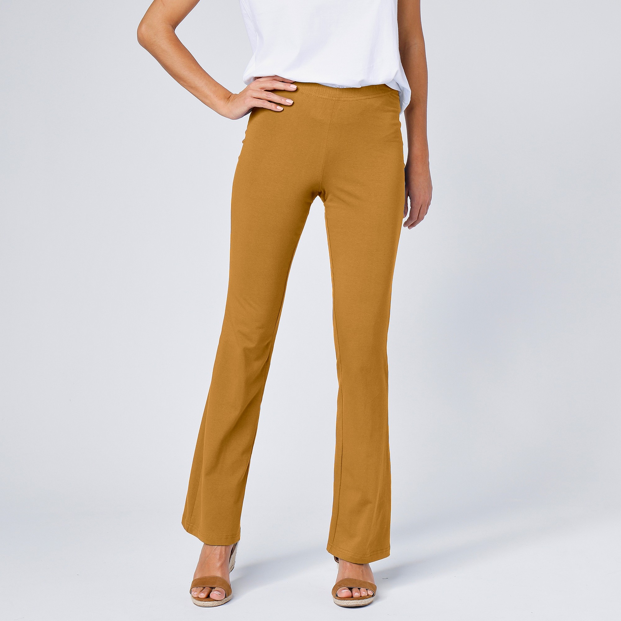 Legging Bootcut Uni, Taille Élastiquée - Lora Zellini