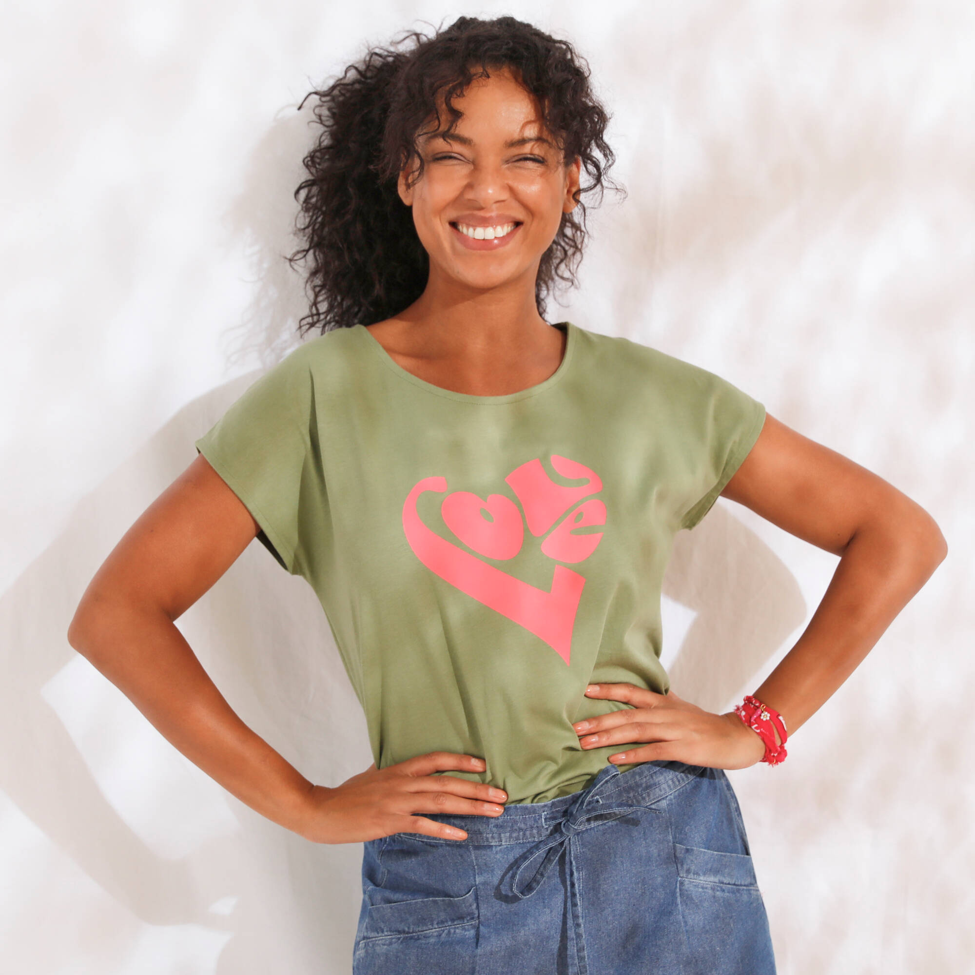 T-shirt imprimé placé ''love'' - Blancheporte