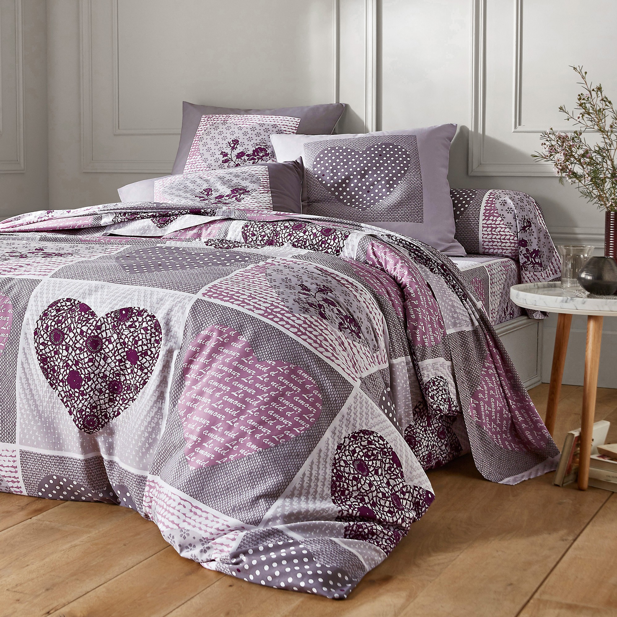 Linge De Lit Lovely En Coton Imprimé Coeurs - Blancheporte
