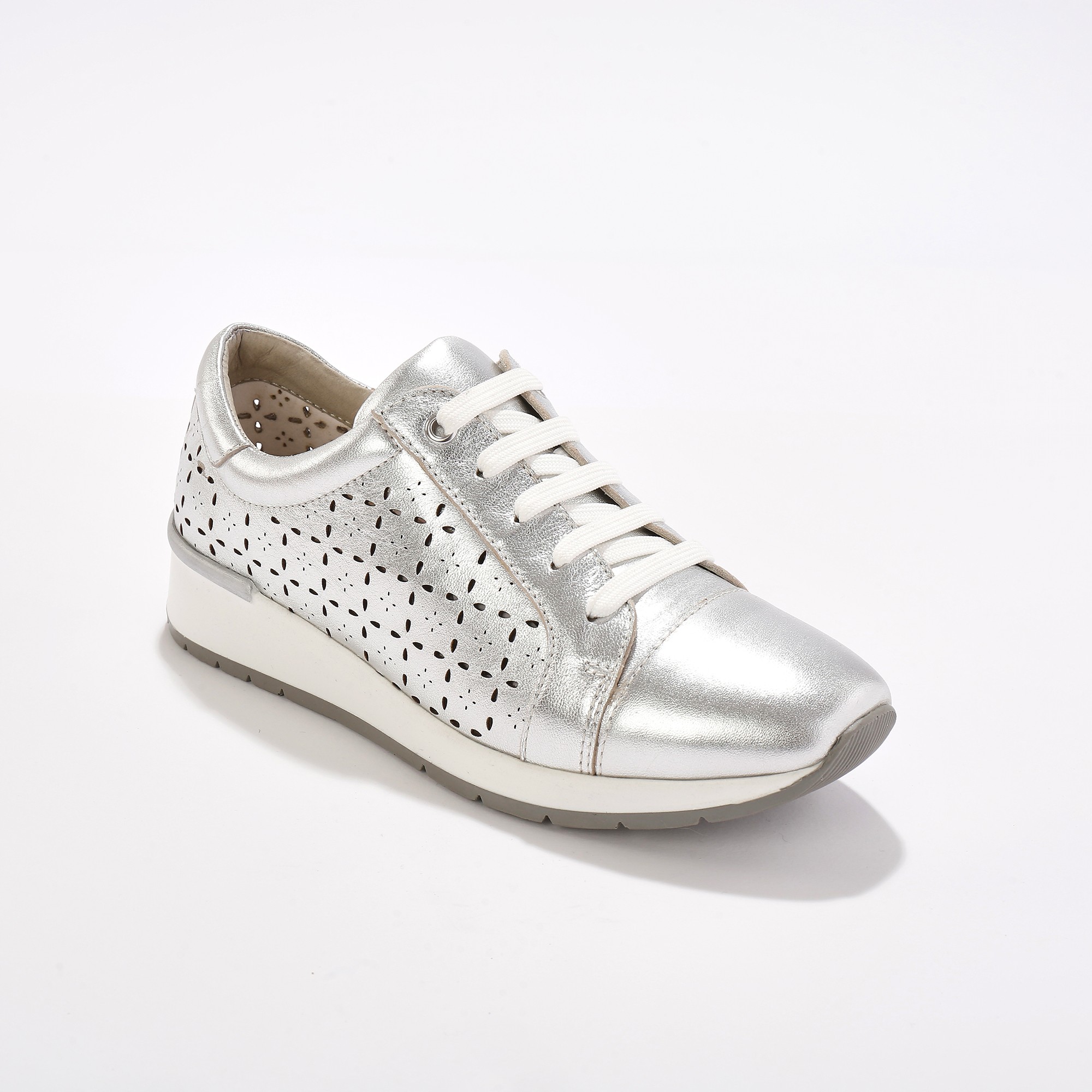 Baskets Confort En Cuir Ajouré - Blancheporte