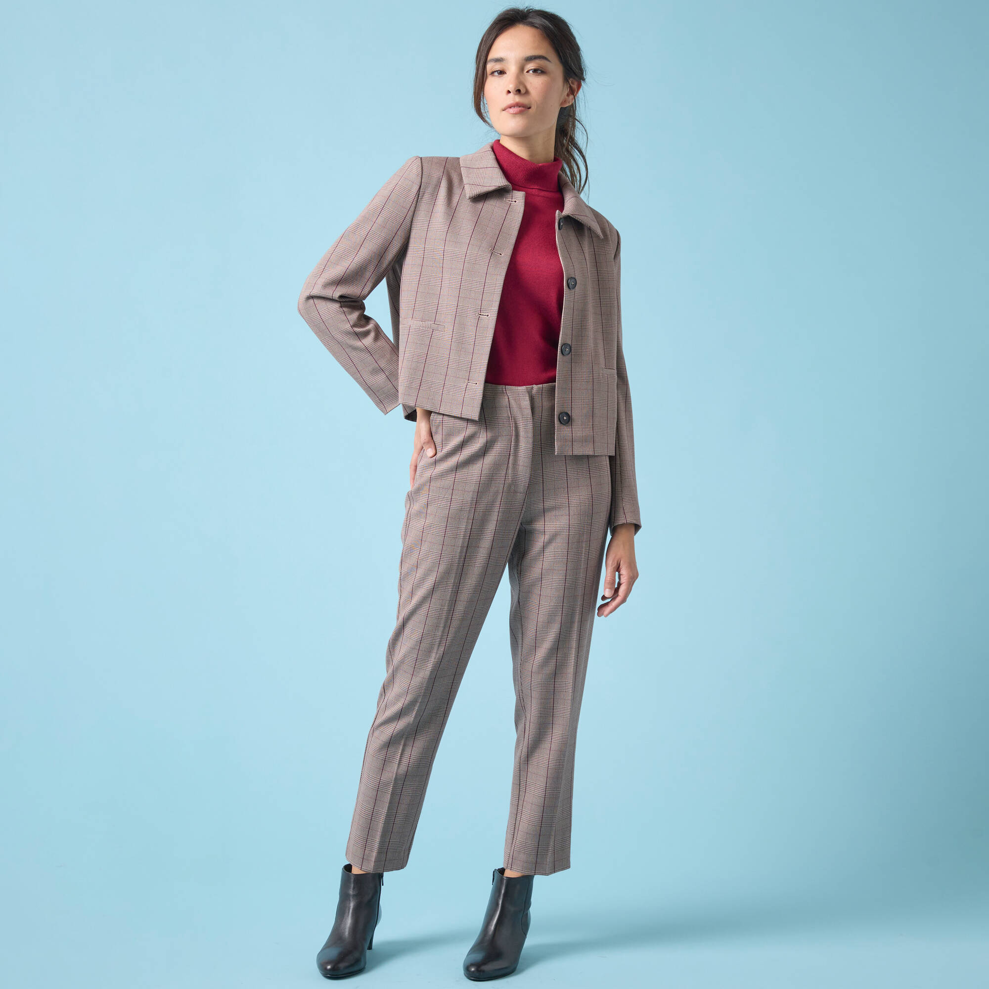 Veste blazer courte imprime carreaux Spcial Petites - Blancheporte 21 €