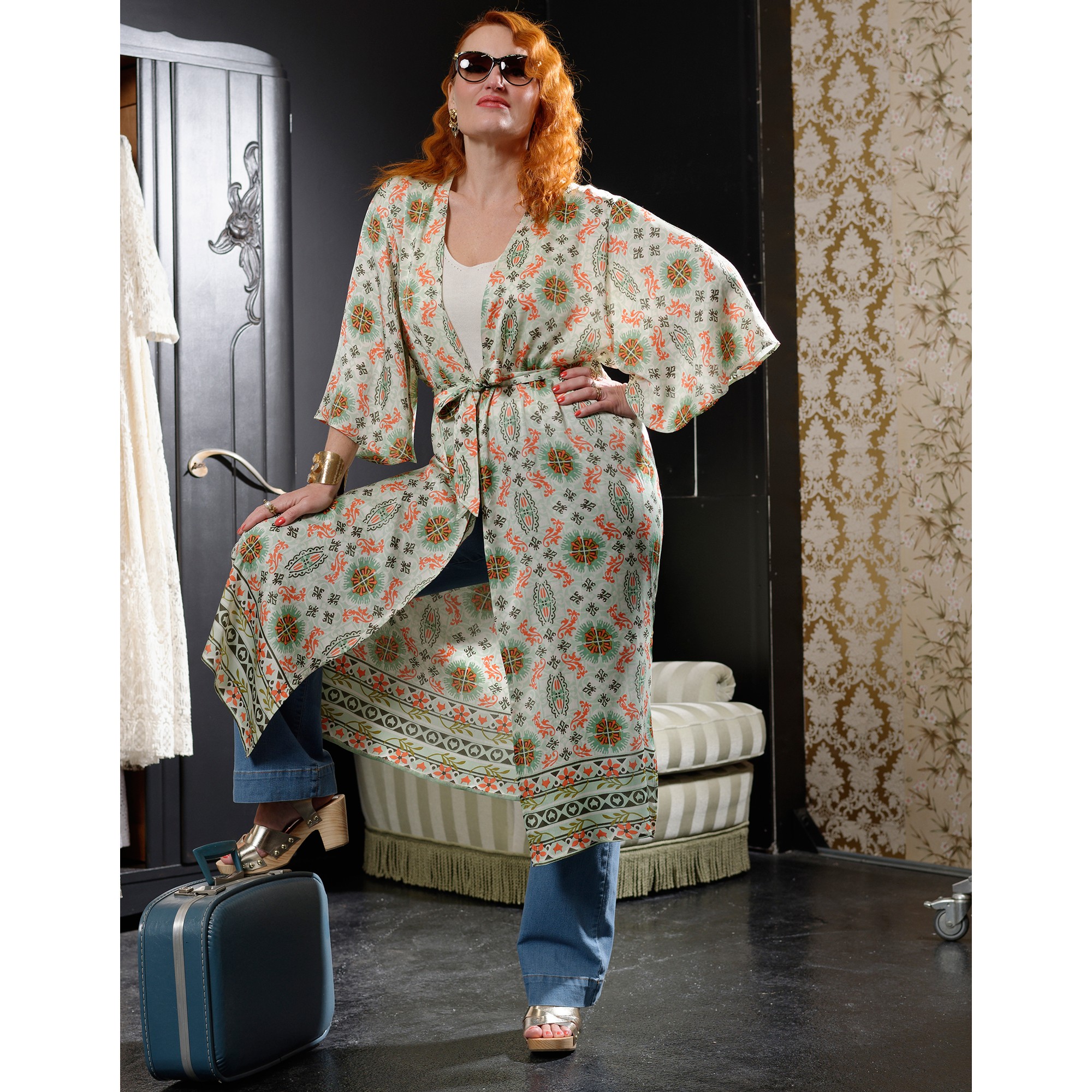 Kimono Long Imprimé « Roubaix Nostalgie » - Marilyn Feltz - Blancheporte