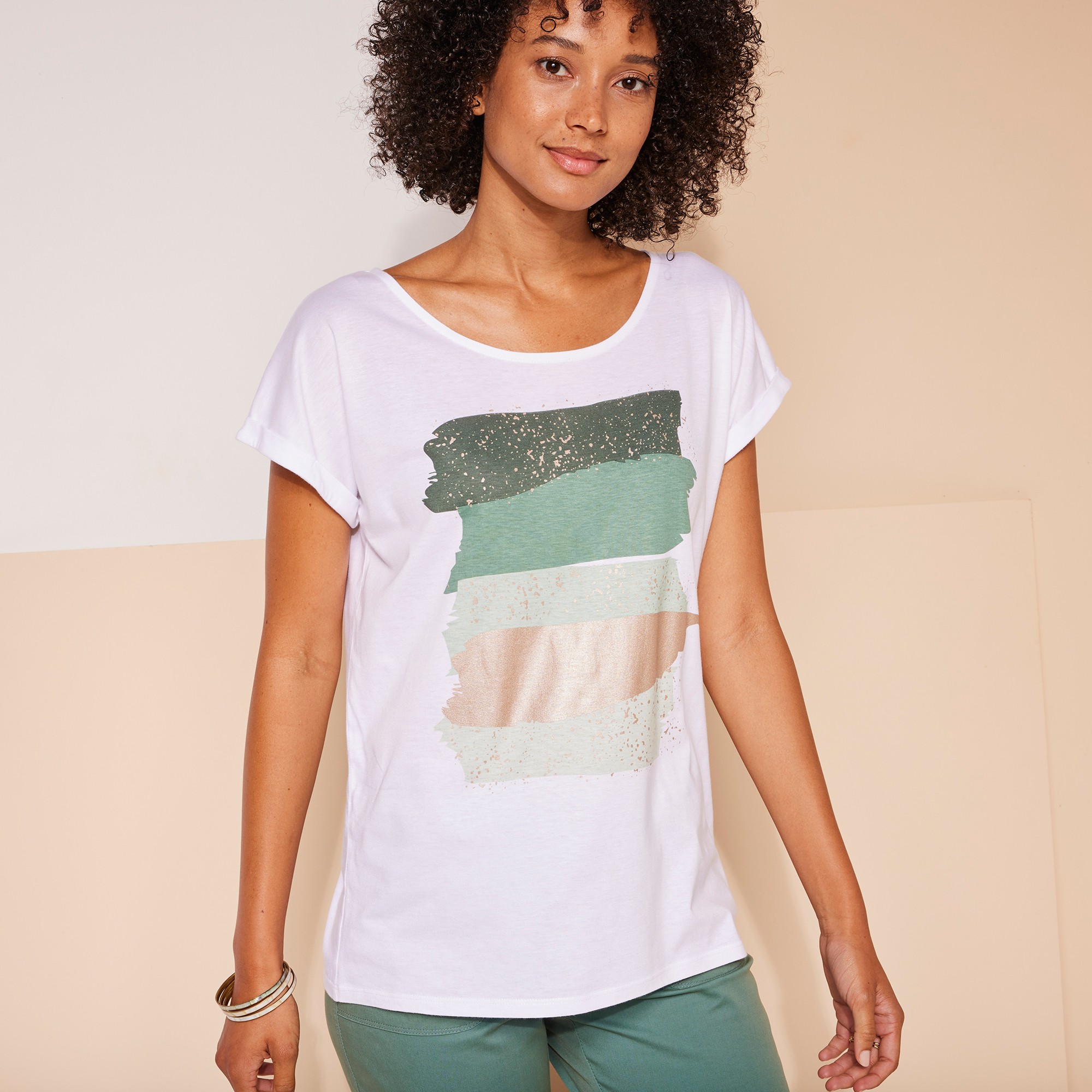 T-shirt Boite Imprimé arty, Maille Jersey - Blancheporte