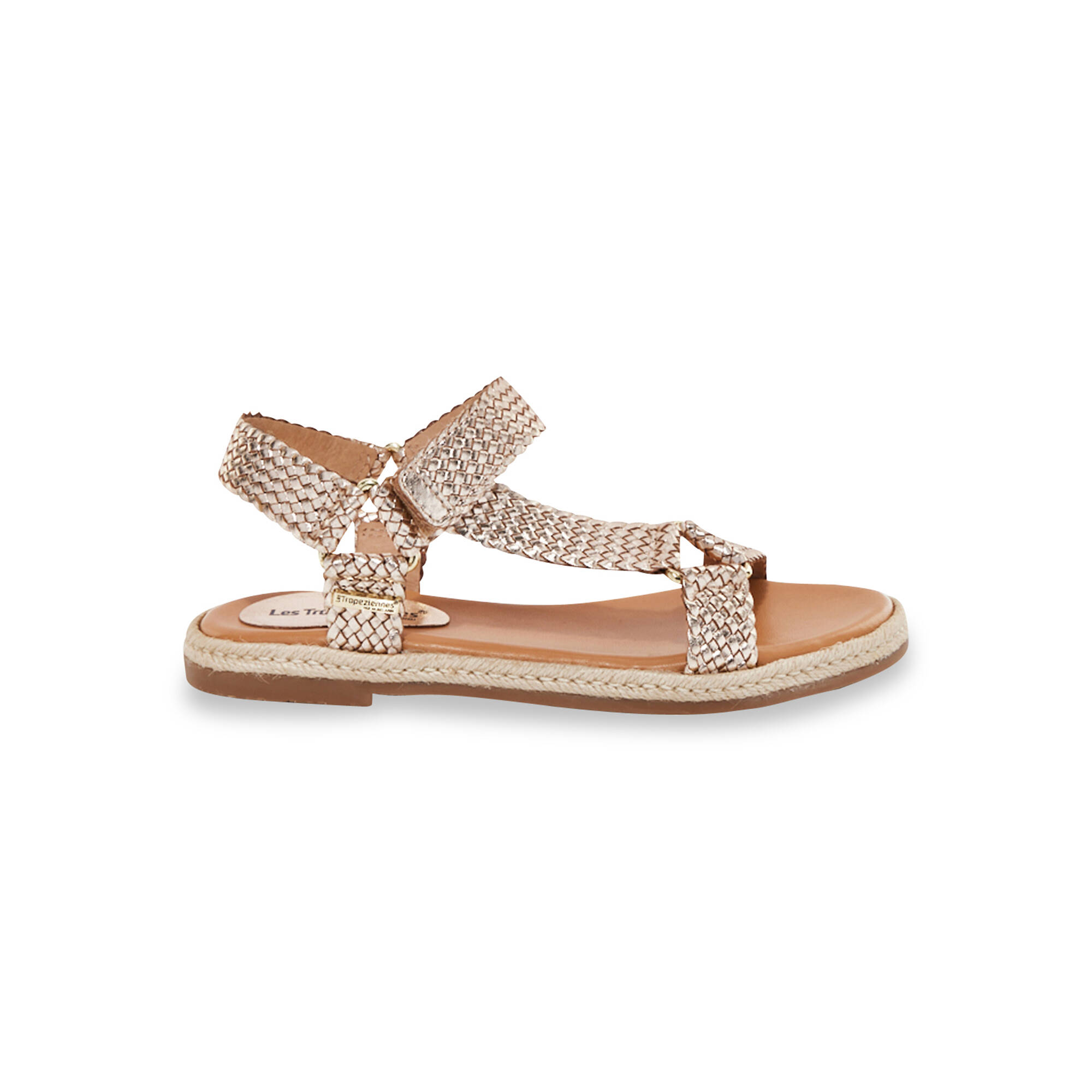 Sandales plates en cuir tressé Hipsto - Blancheporte