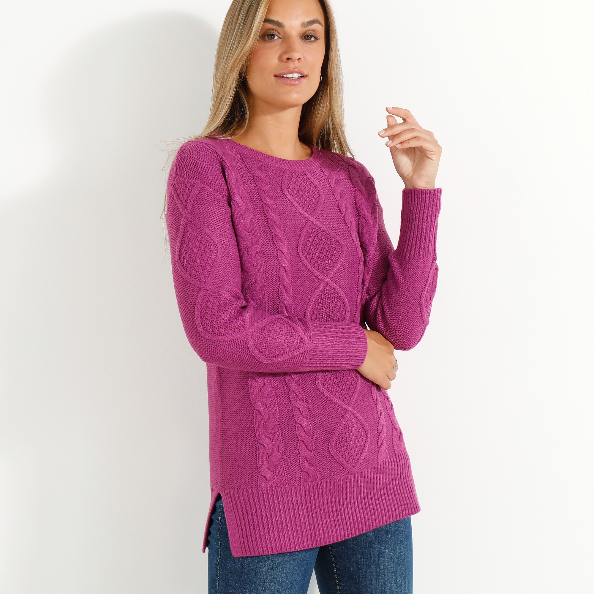 Pull Tunique Torsadé Manches Longues - Blancheporte