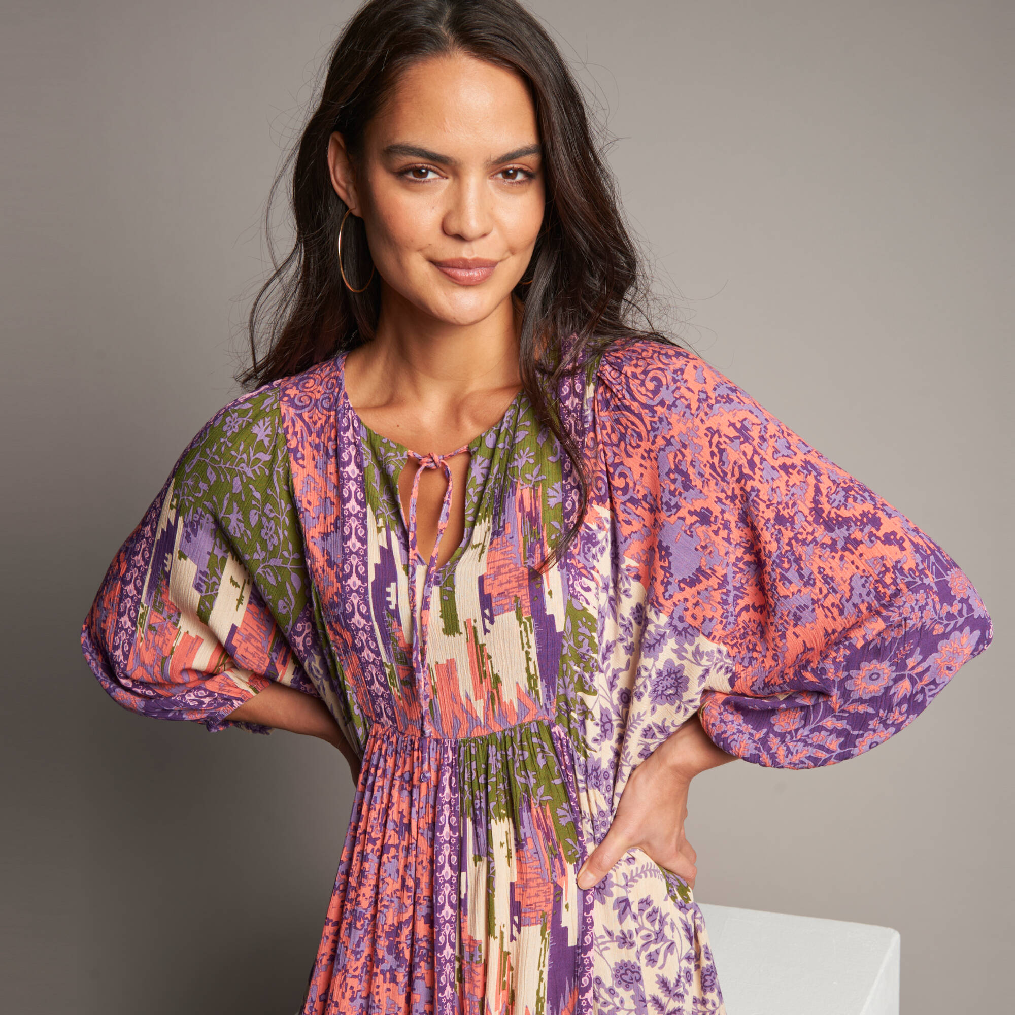 Robe longue imprime crpon - Blancheporte 46 €