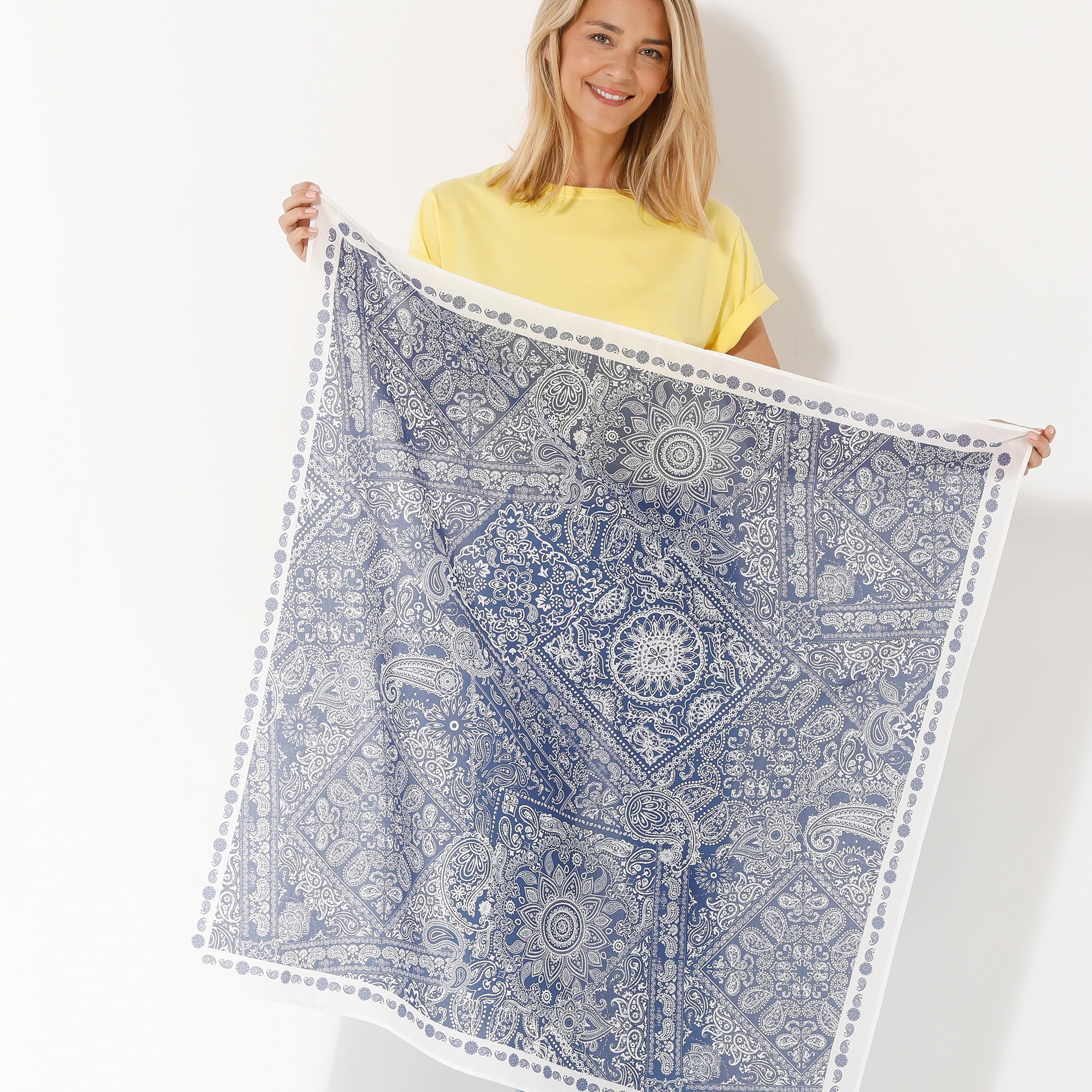 Foulard Imprimé Bandana, 100 X 100 Cm - Coton - Blancheporte