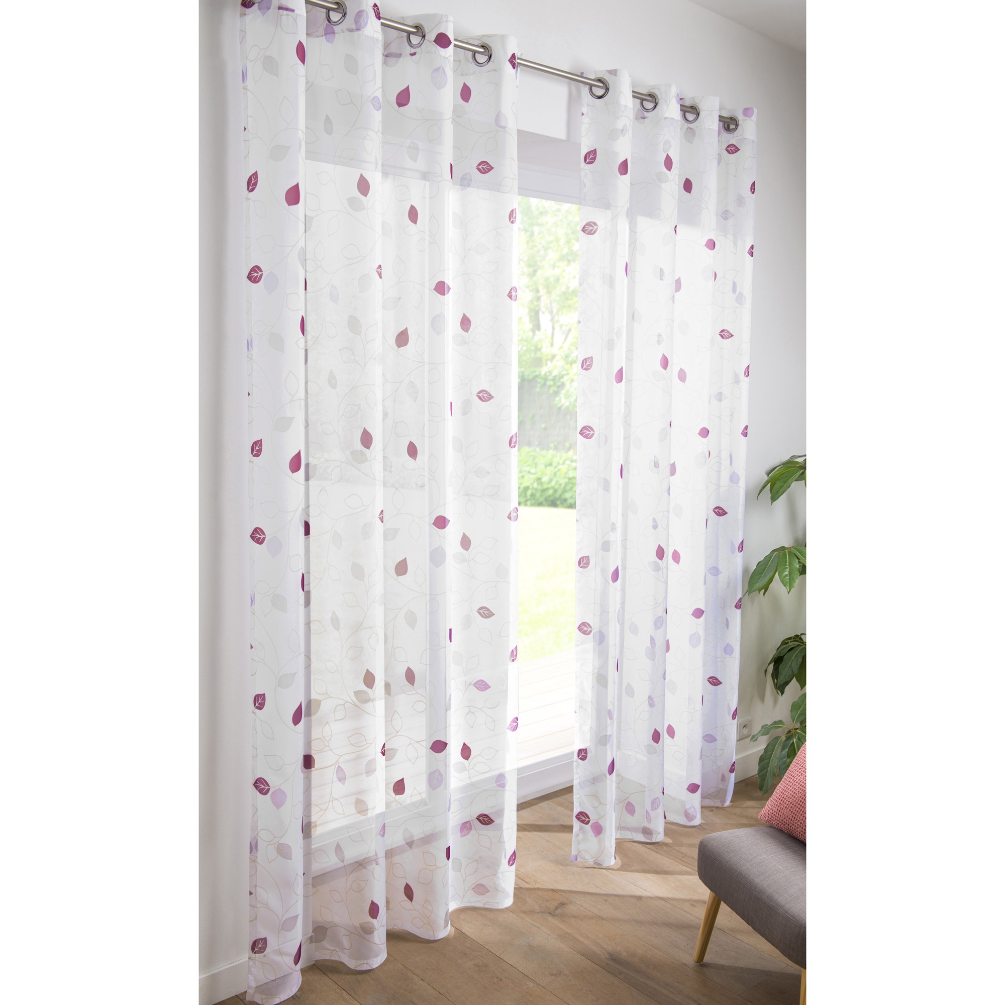 Voilage Clairière Imprimé Feuilles - Blancheporte