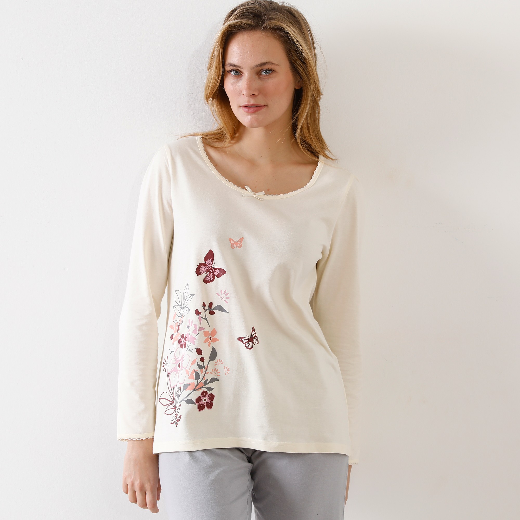 Tee-shirt Imprimé Placé Bucolique - Manches Longues - Blancheporte