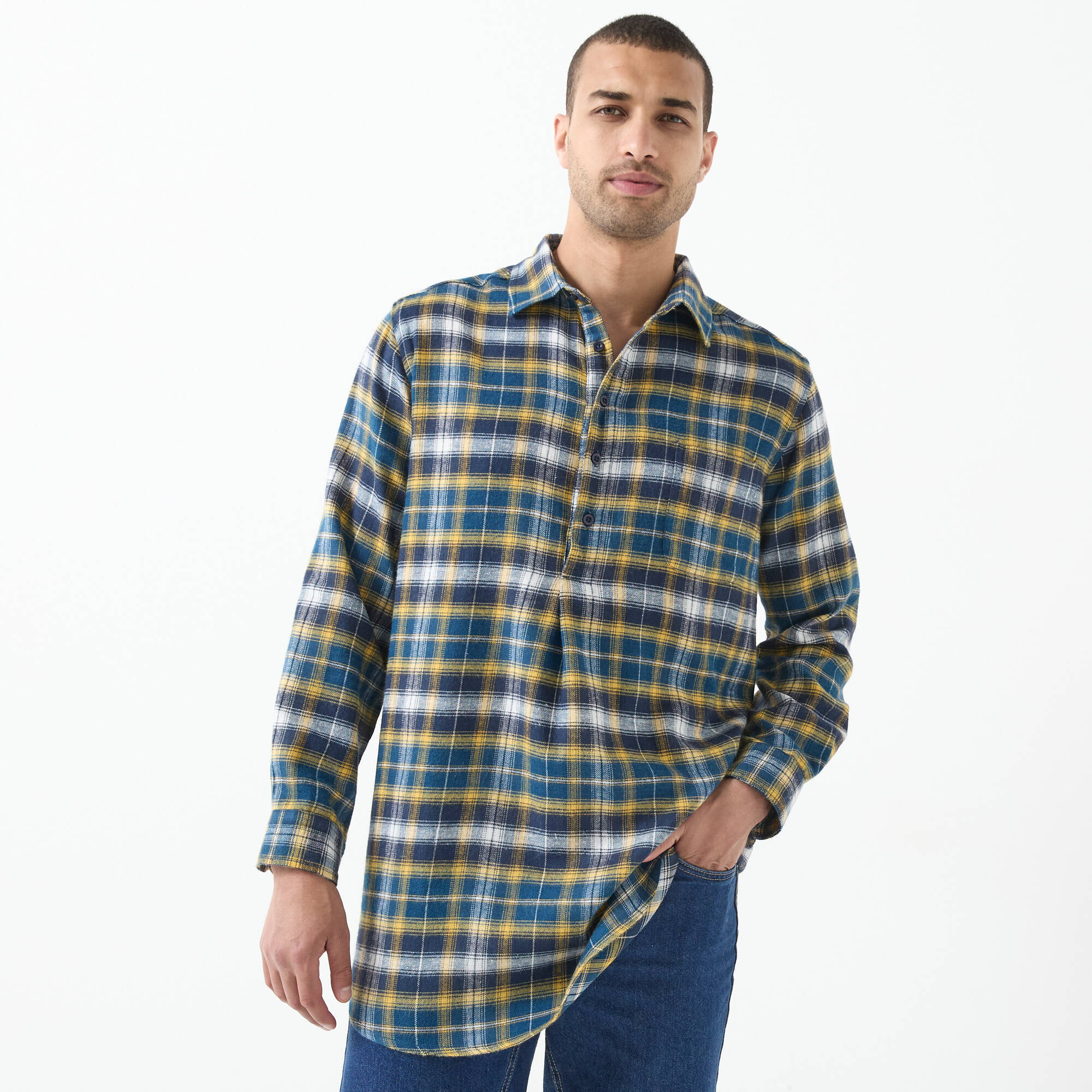 Chemise en flanelle à carreaux pour hommes, Bleu-blanc | Manufactum