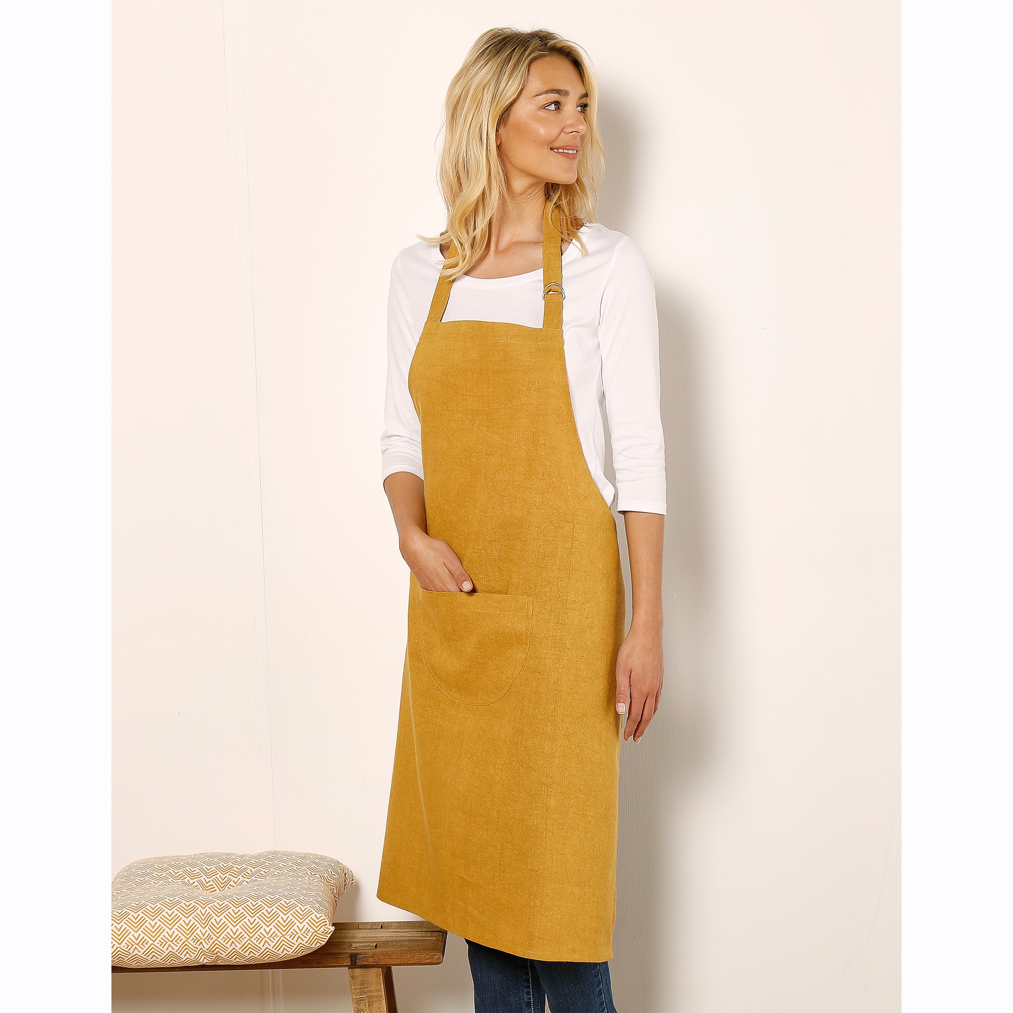 Tablier De Cuisine Uni Forme Bavette - Lin Coton - Blancheporte