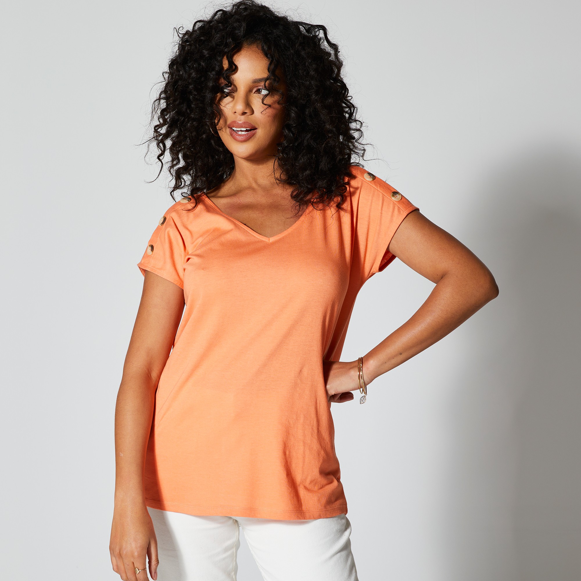 T-shirt Boutonné Uni - Blancheporte