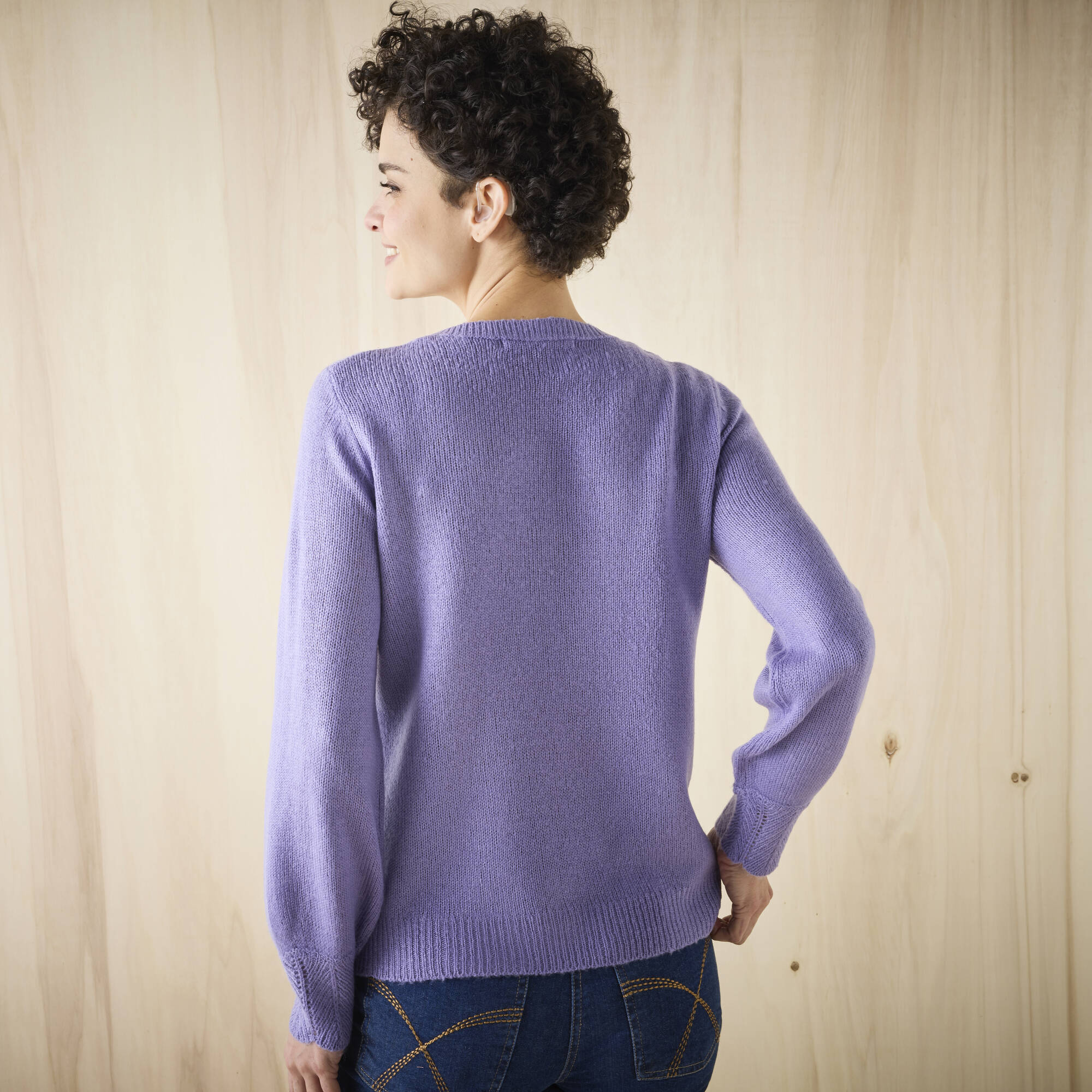 Pull Femme Couleur Parme à Points Ajourés - Taille 38, Acrylique, Style Régulier - Neuf Sans étiquettes