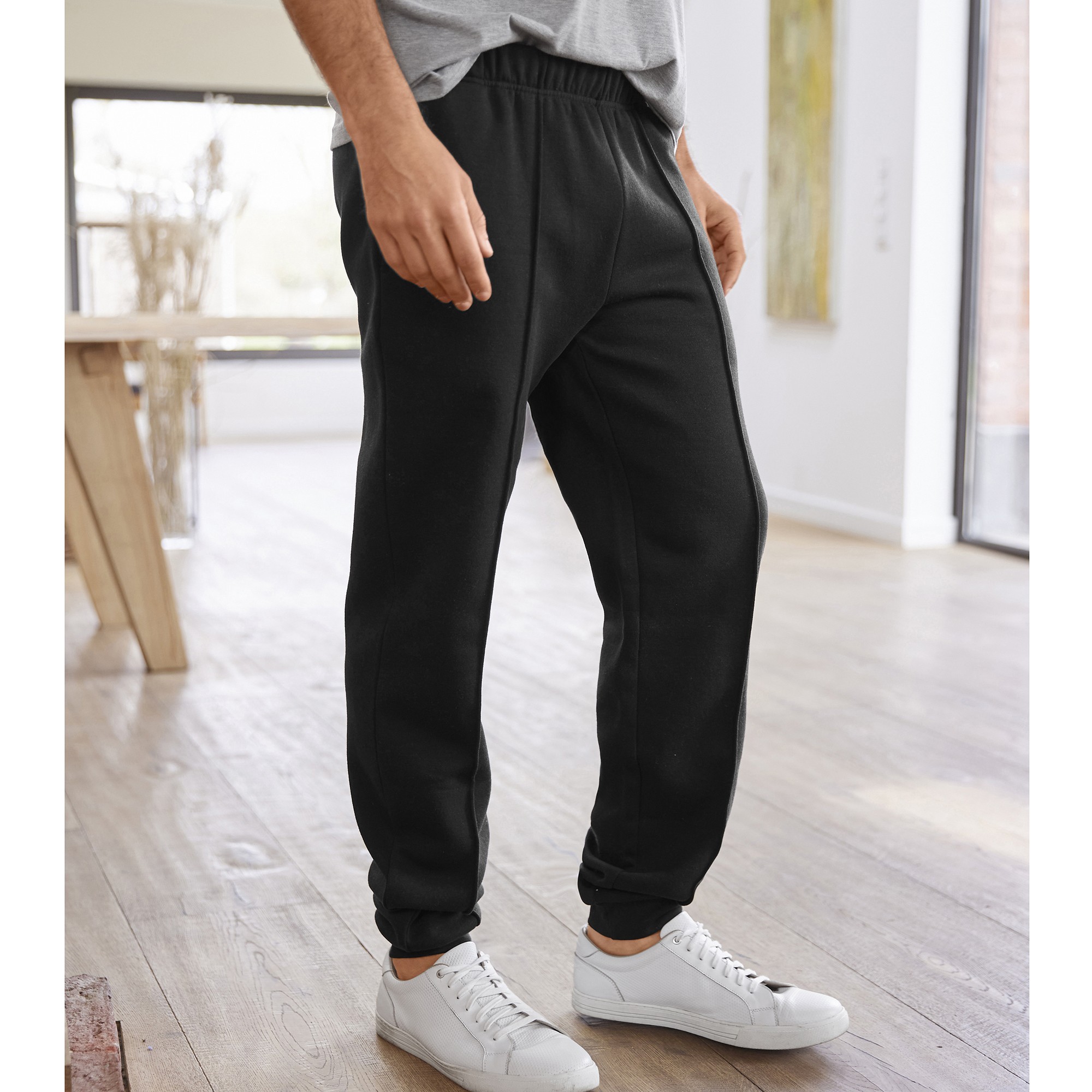 Pantalon loisirs molleton bas resserr s noir Blancheporte