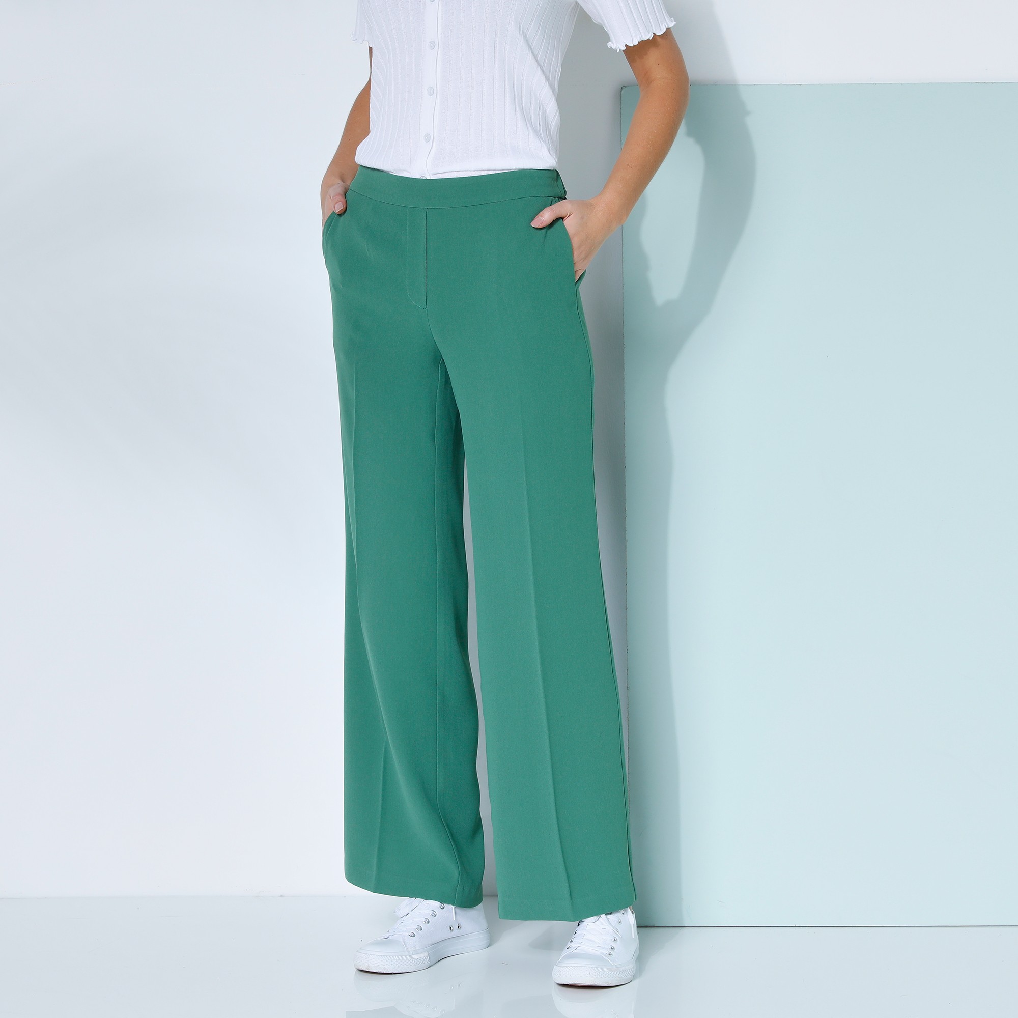 Pantalon Large Taille Élastiquée, Crêpe - Blancheporte