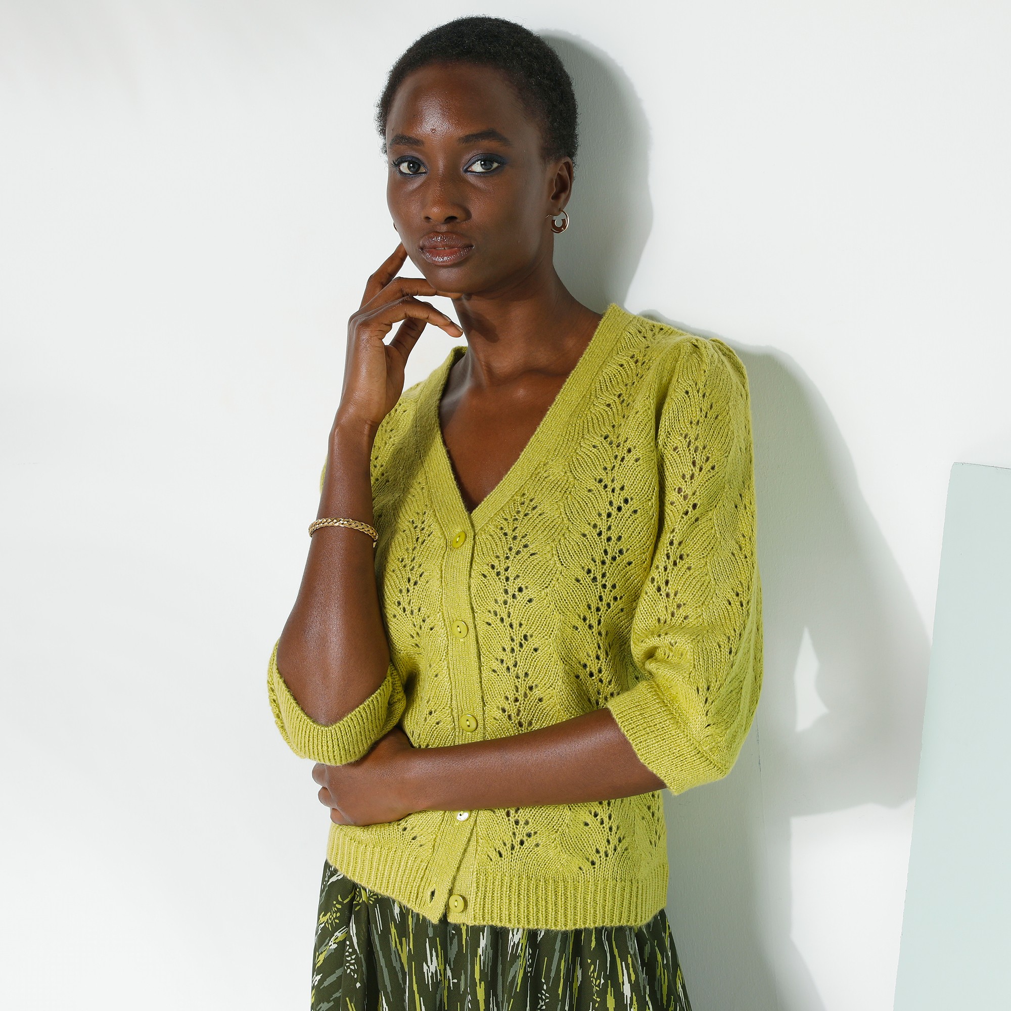 Gilet Col V, Maille Ajourée - Blancheporte