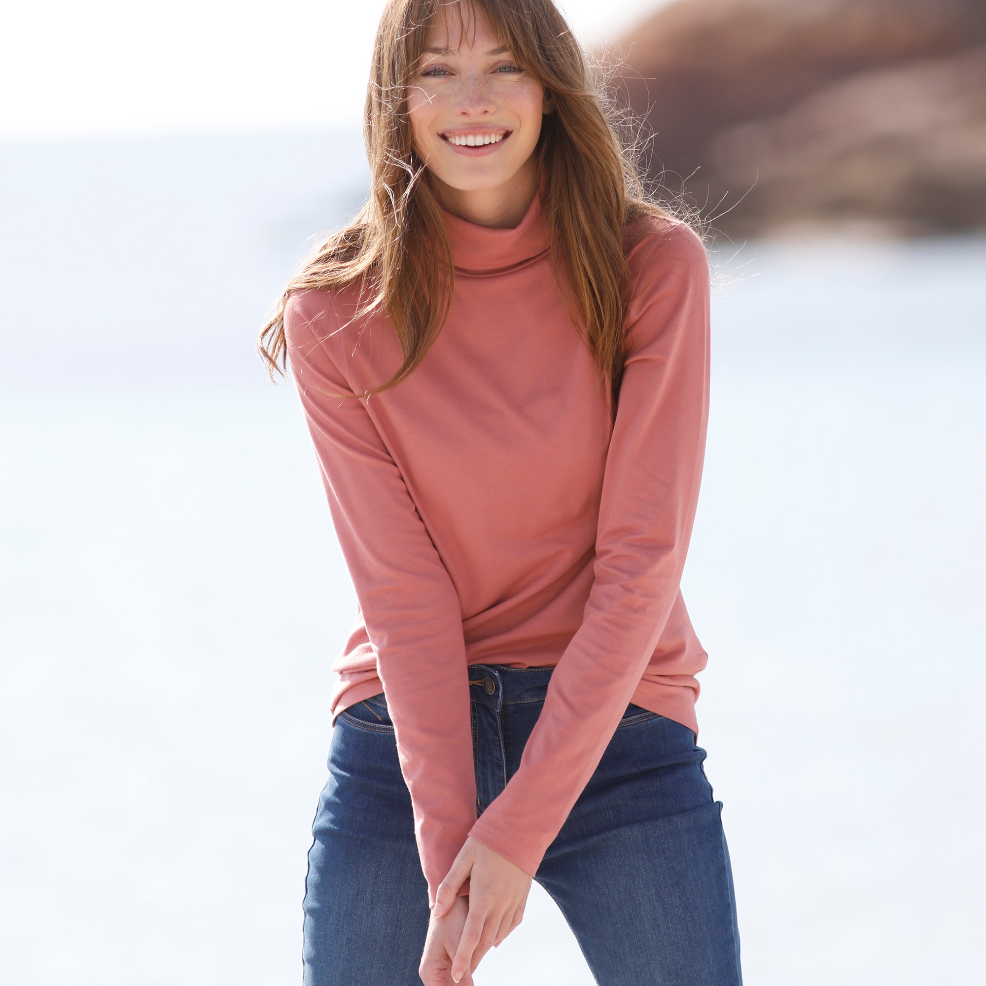 Sous-pull Col Roulé Coton Stretch Uni - Blancheporte