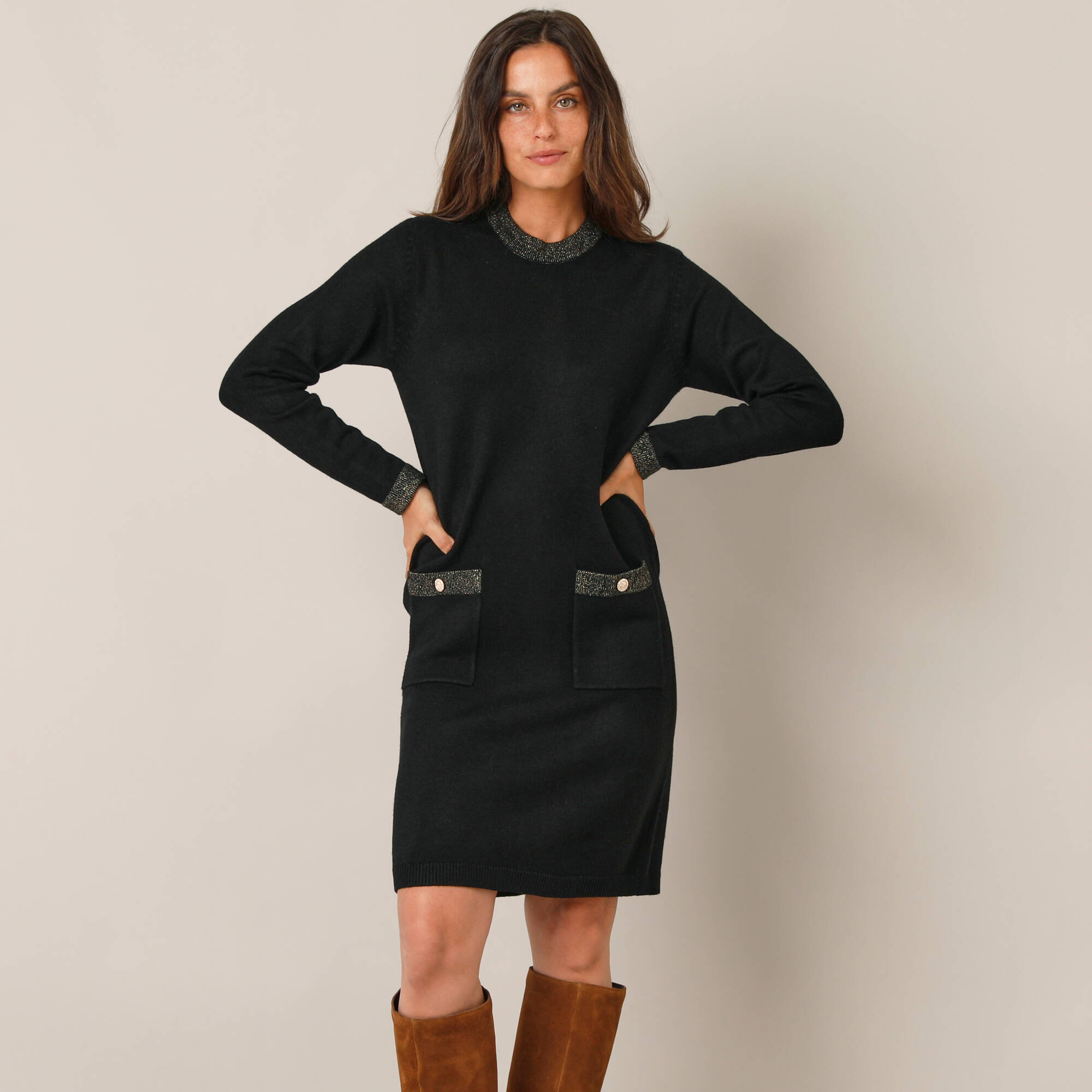 Robe pull détails brillants, 2 poches - Blancheporte