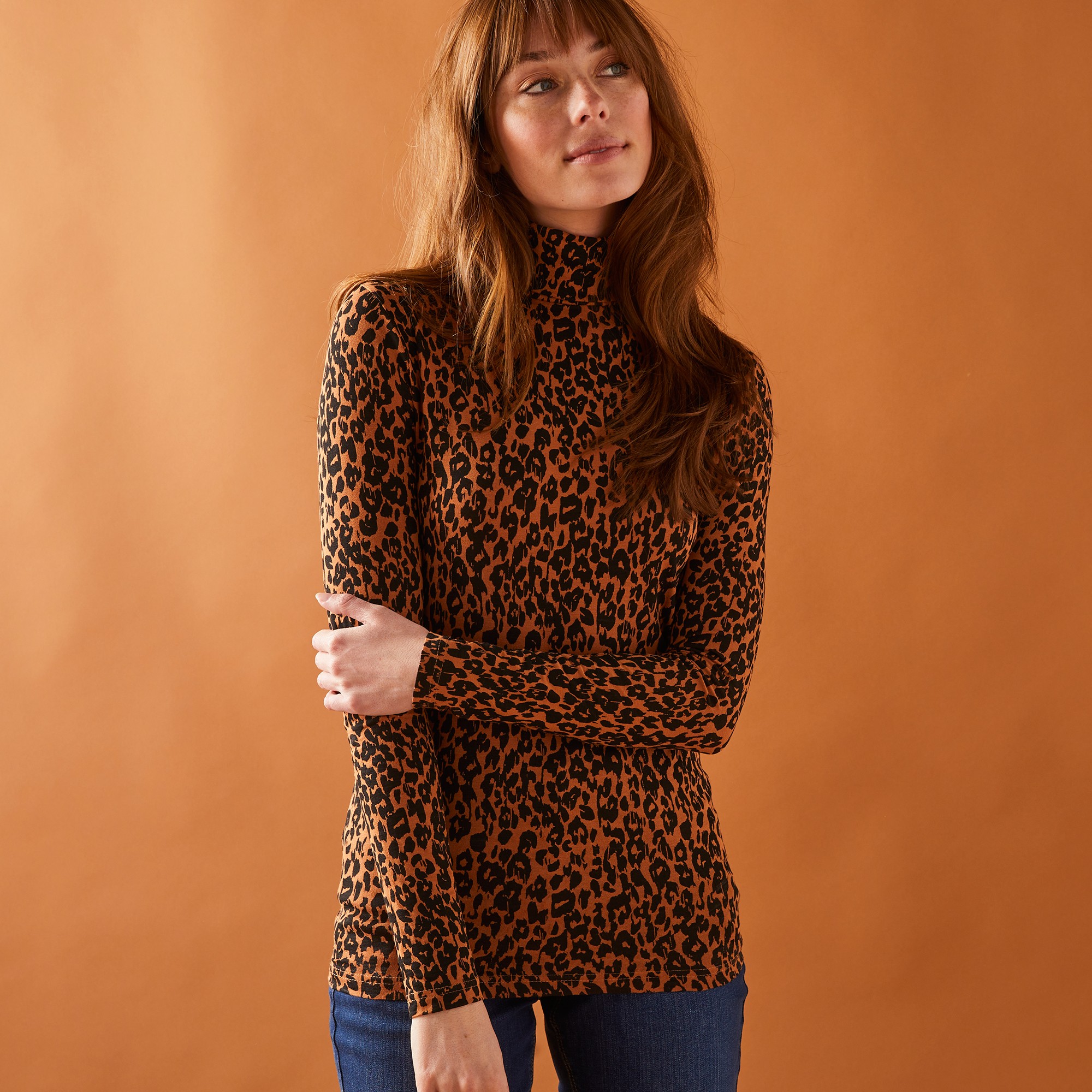 Sous-pull Col Roulé Imprimé Peau De Bête, Viscose Stretch - Blancheporte