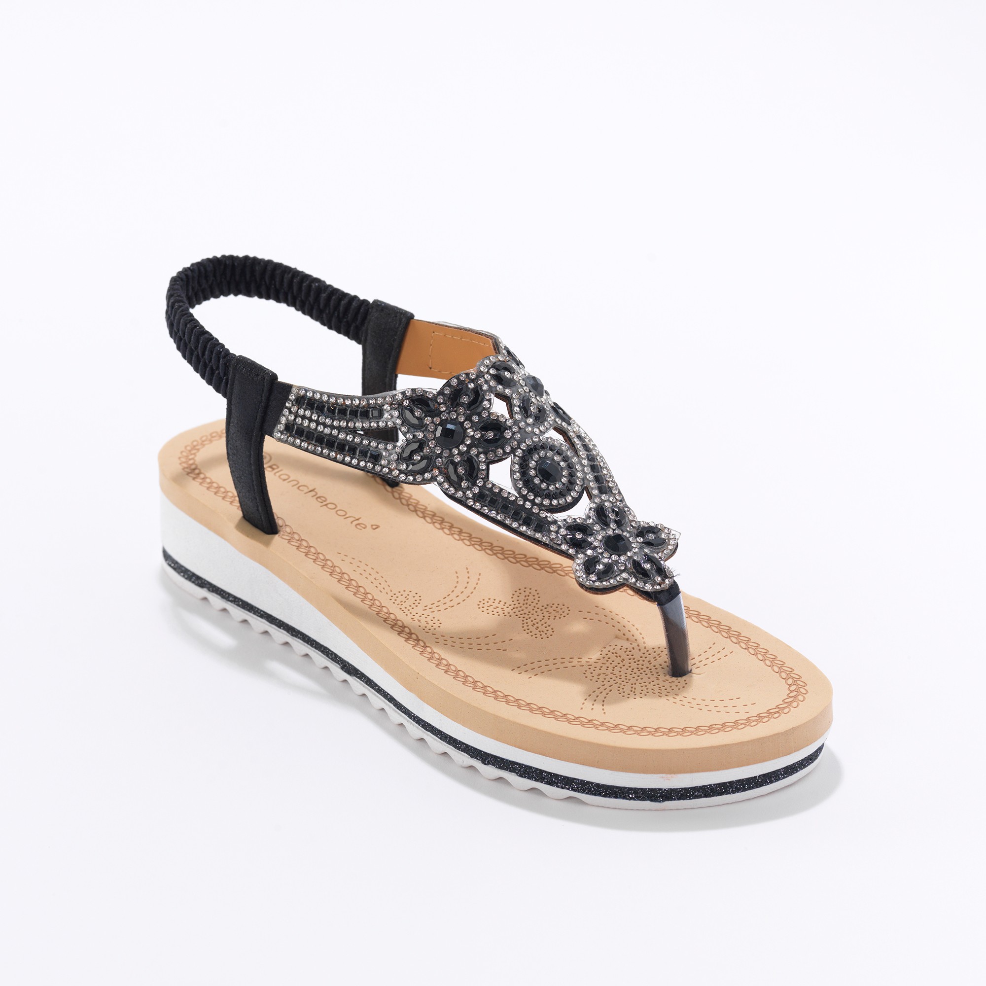 Sandales Entredoigt, Empiècement Strassé Et Perlé - Blancheporte