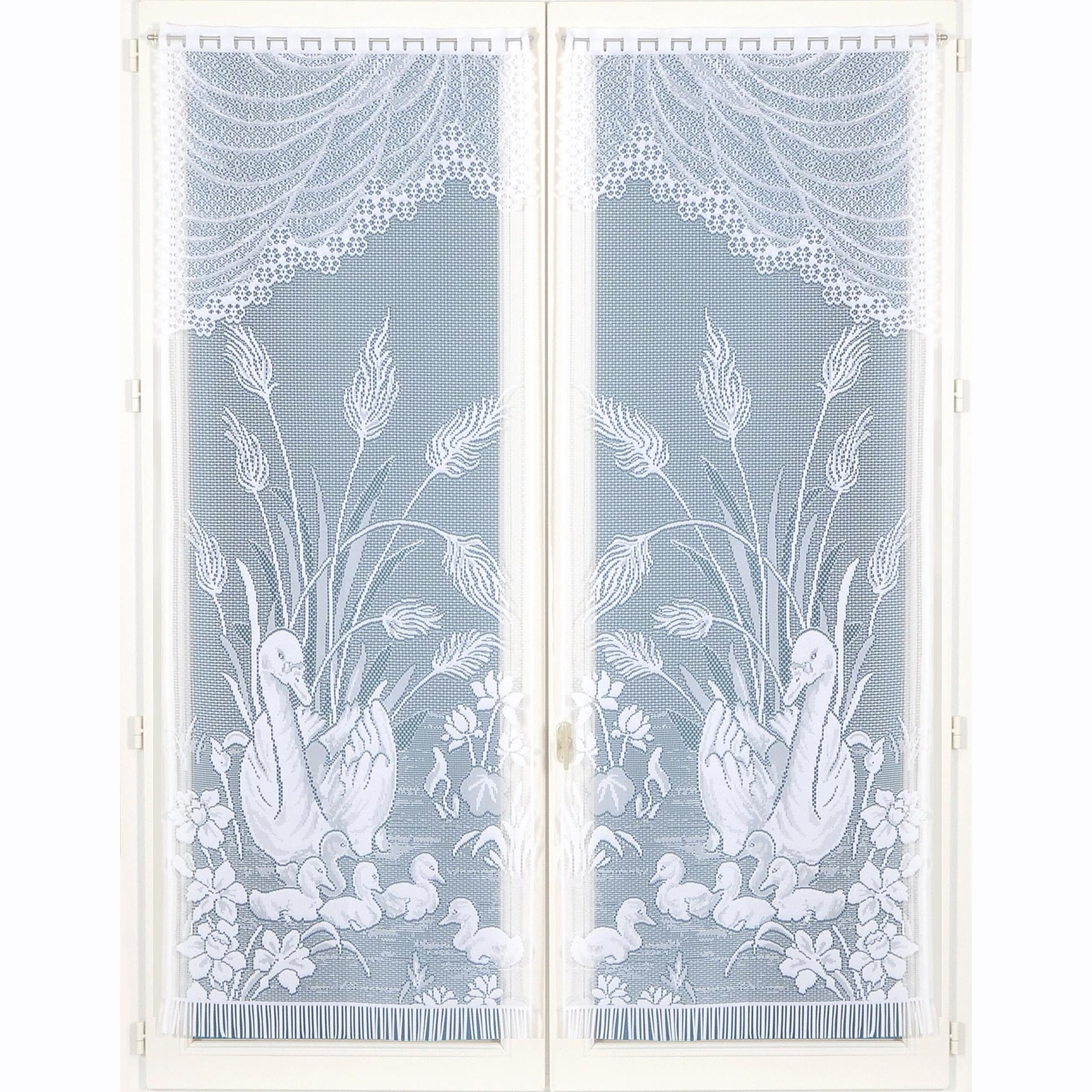 Vitrage Droit Motif Cygnes - Paire - Blancheporte