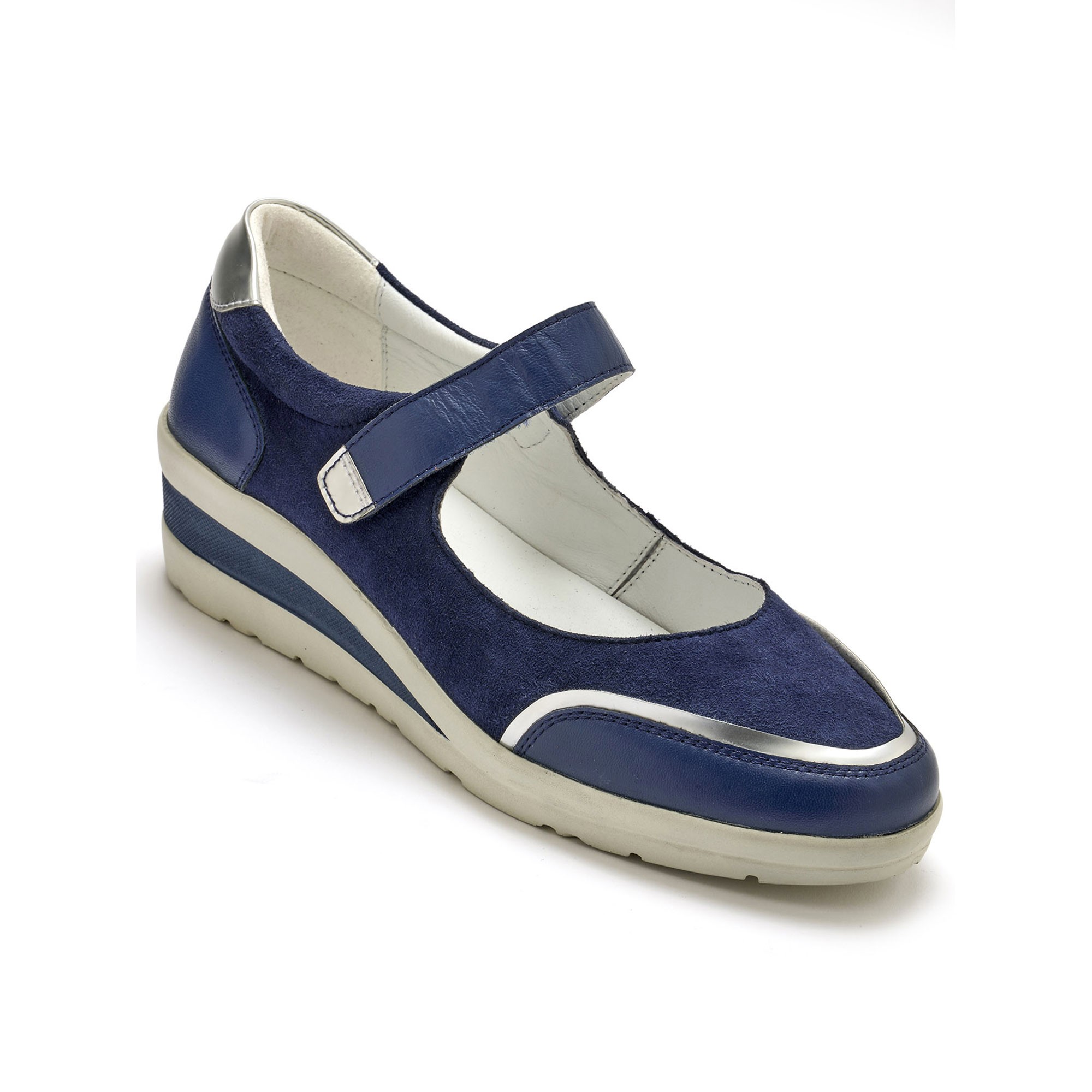 Babies scratchées compensées en cuir - 40 - Bleu - Pédiconfort