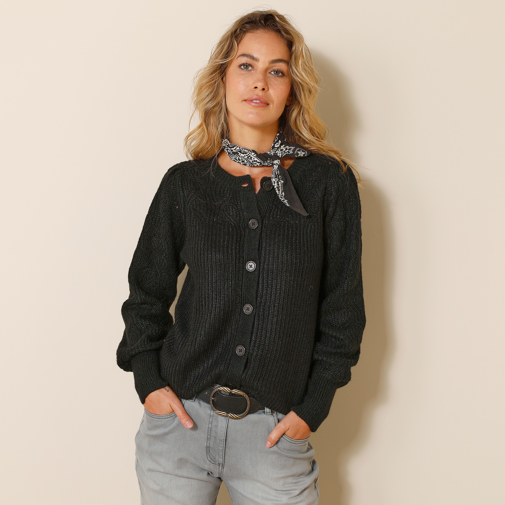 Cardigan Boutonné, Maille Fantaisie - Blancheporte