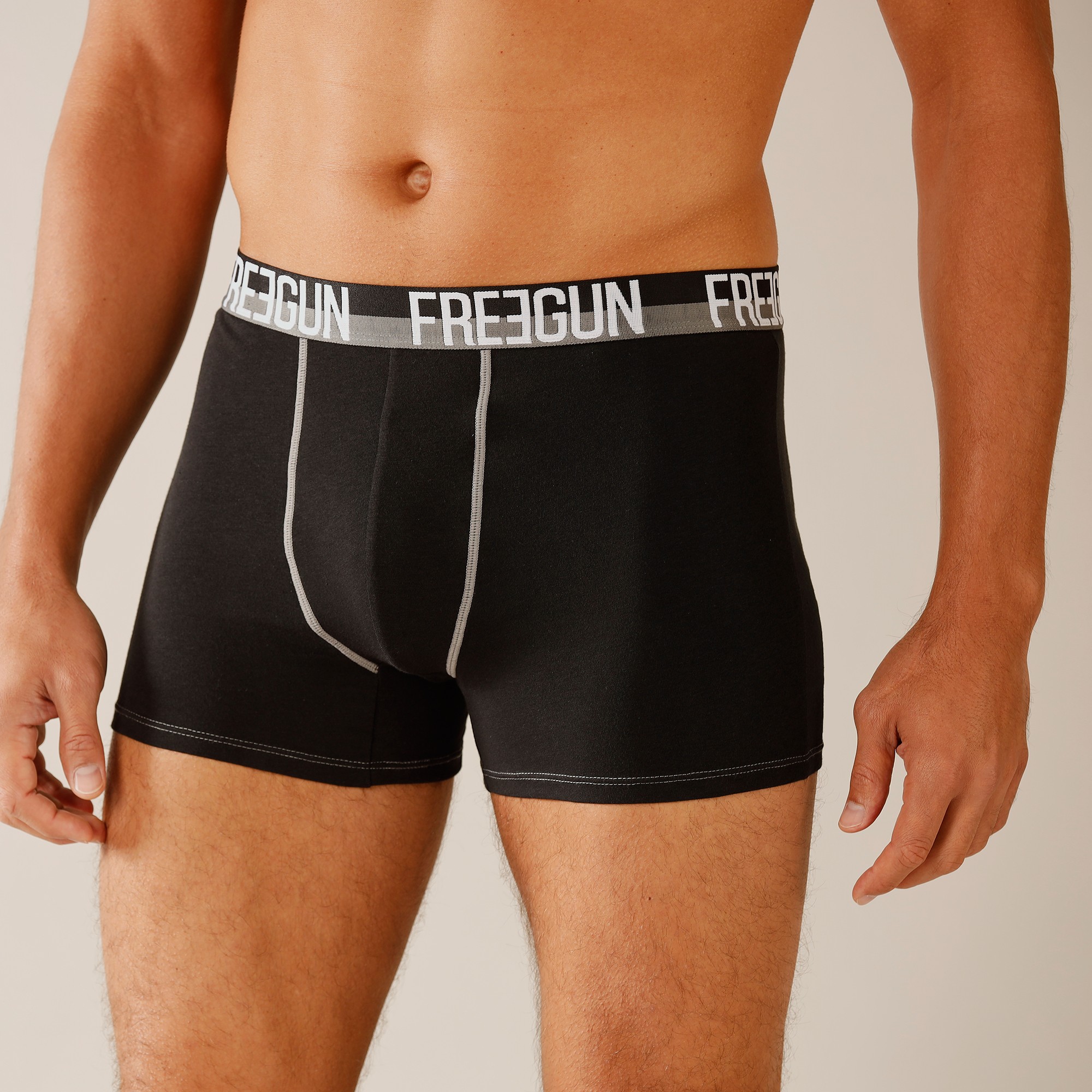 Boxer coton ultra stretch - lot de 4 - Xxl - Bleu/gris/noir - Freegun