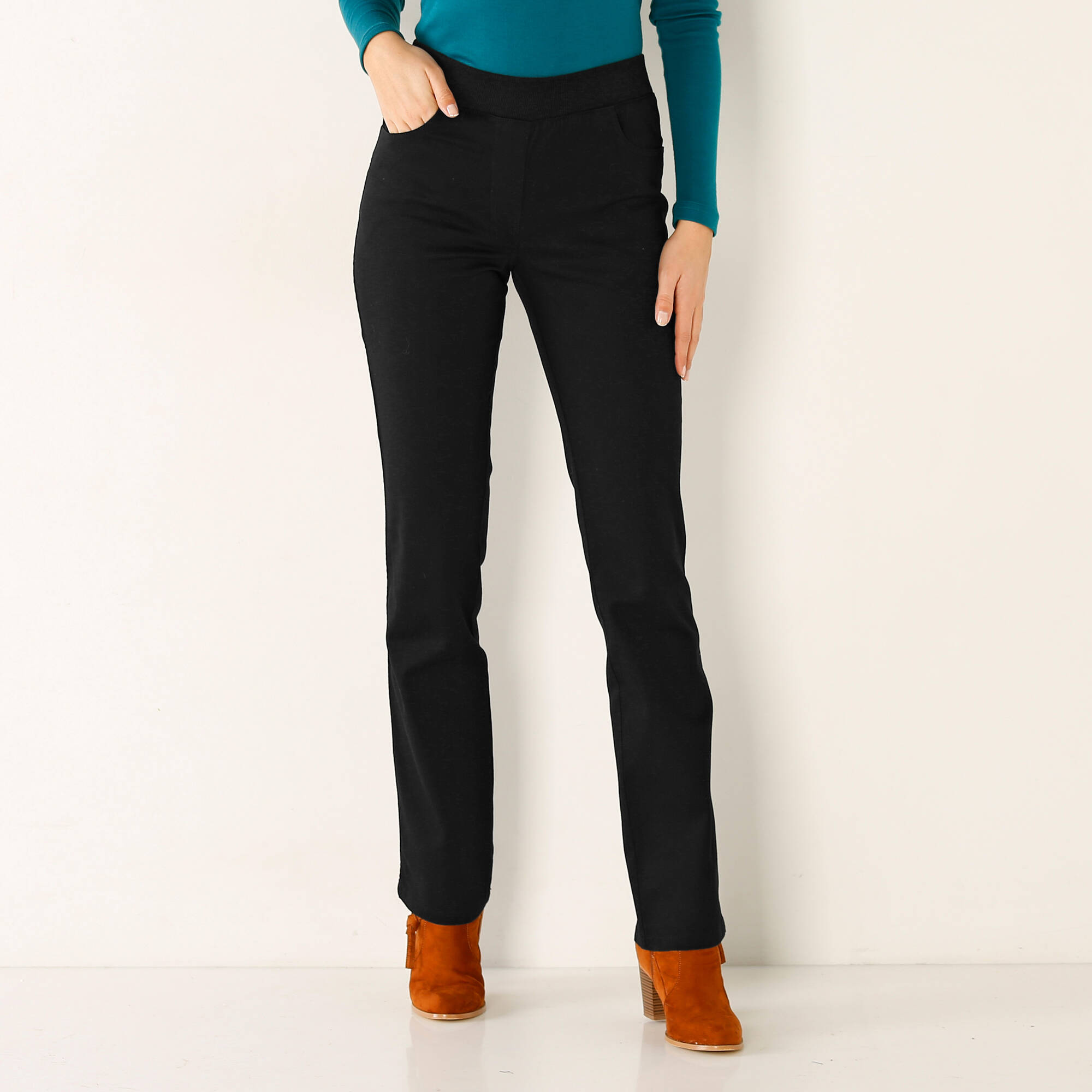 Pantalon droit ultra confort taille elastiquee