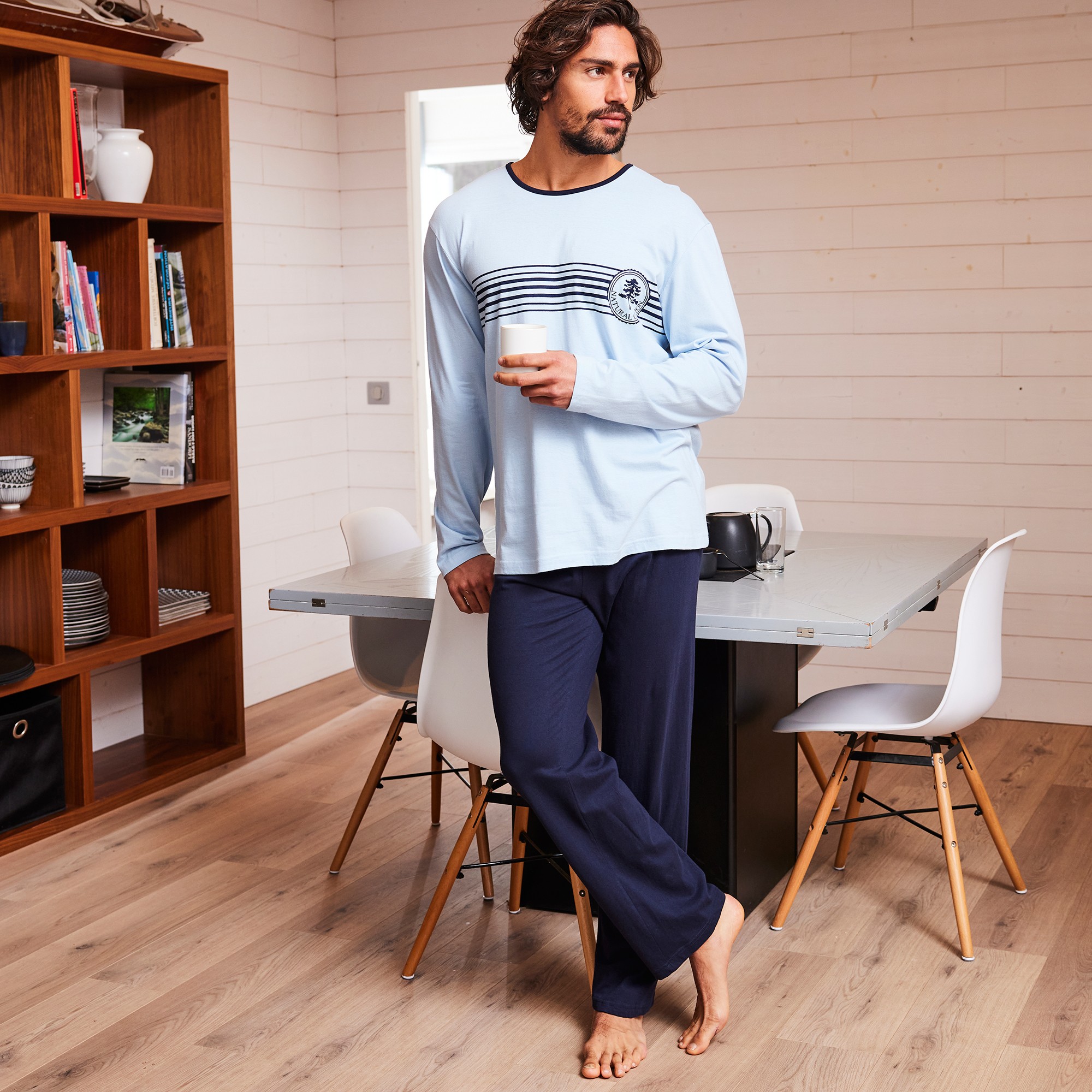 Pyjama Pantalon Jersey Coton Manches Longues - Blancheporte