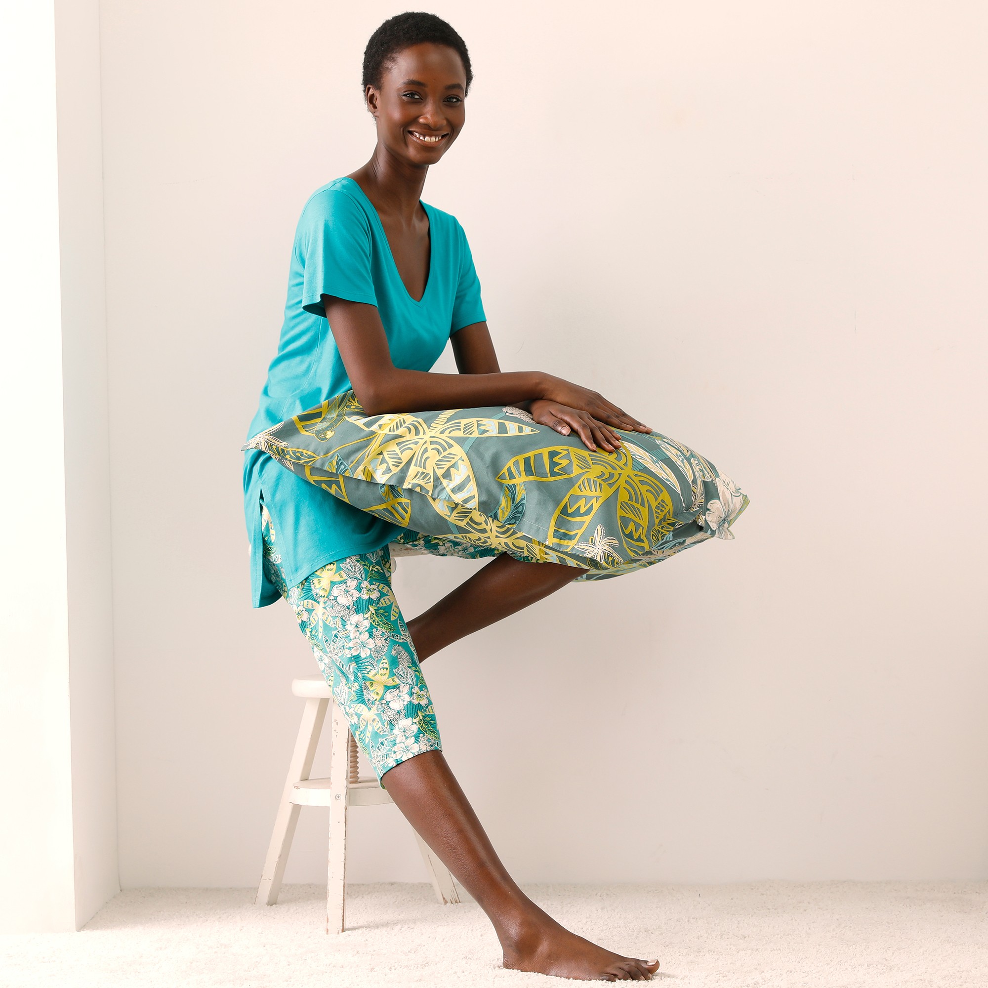 Pyjama Pantacourt Tunique Gaïa Imprimé - Blancheporte