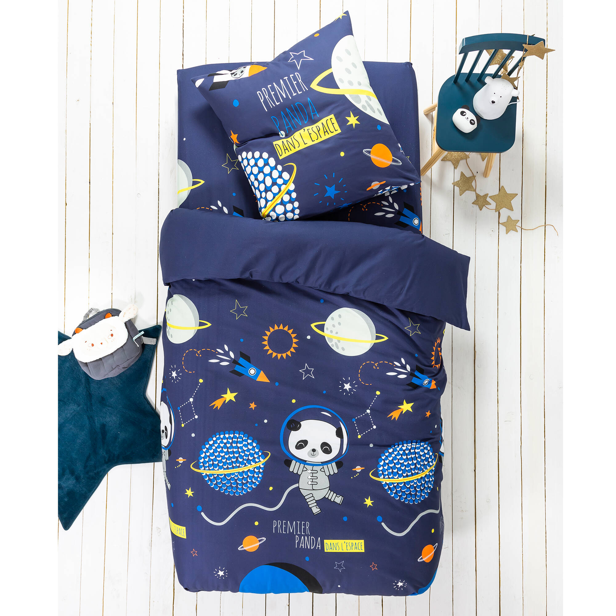 Linge de lit enfant Pao imprimé espace - coton  - Blancheporte