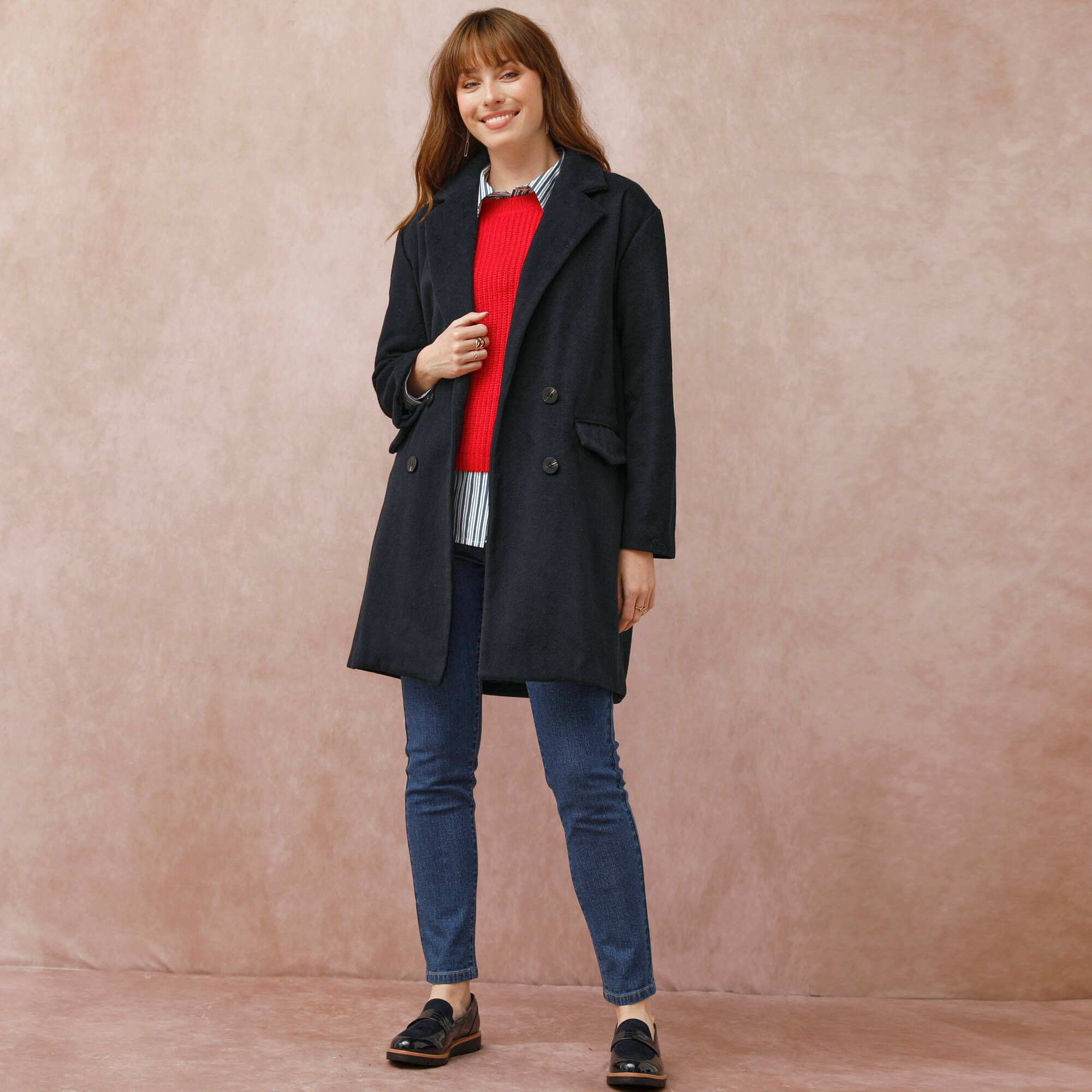 Manteau mi-long col tailleur boutonnage crois - Blancheporte 100 €