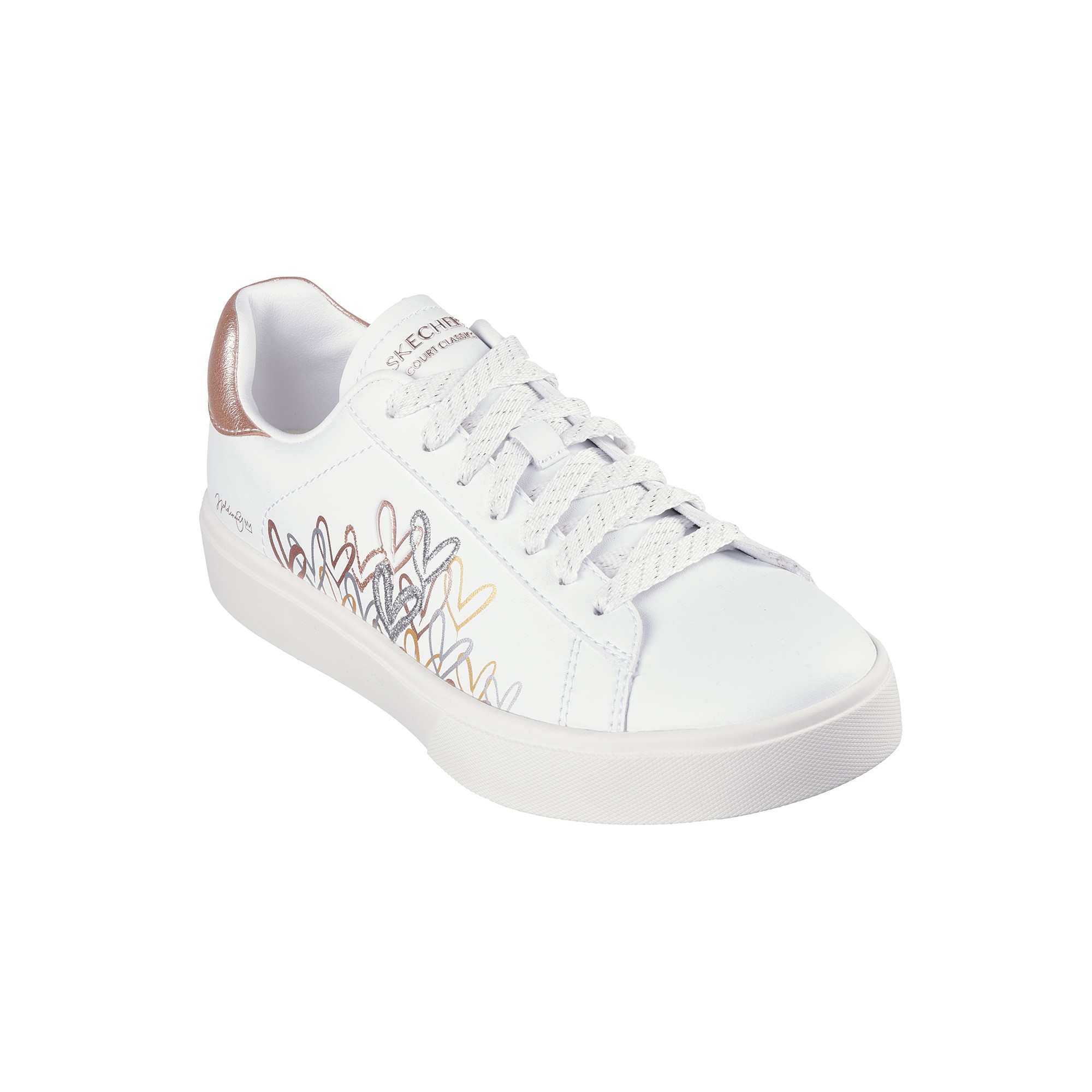 Baskets EDEN LX imprimées et brodées coeurs - 40 - Blanc - Skechers