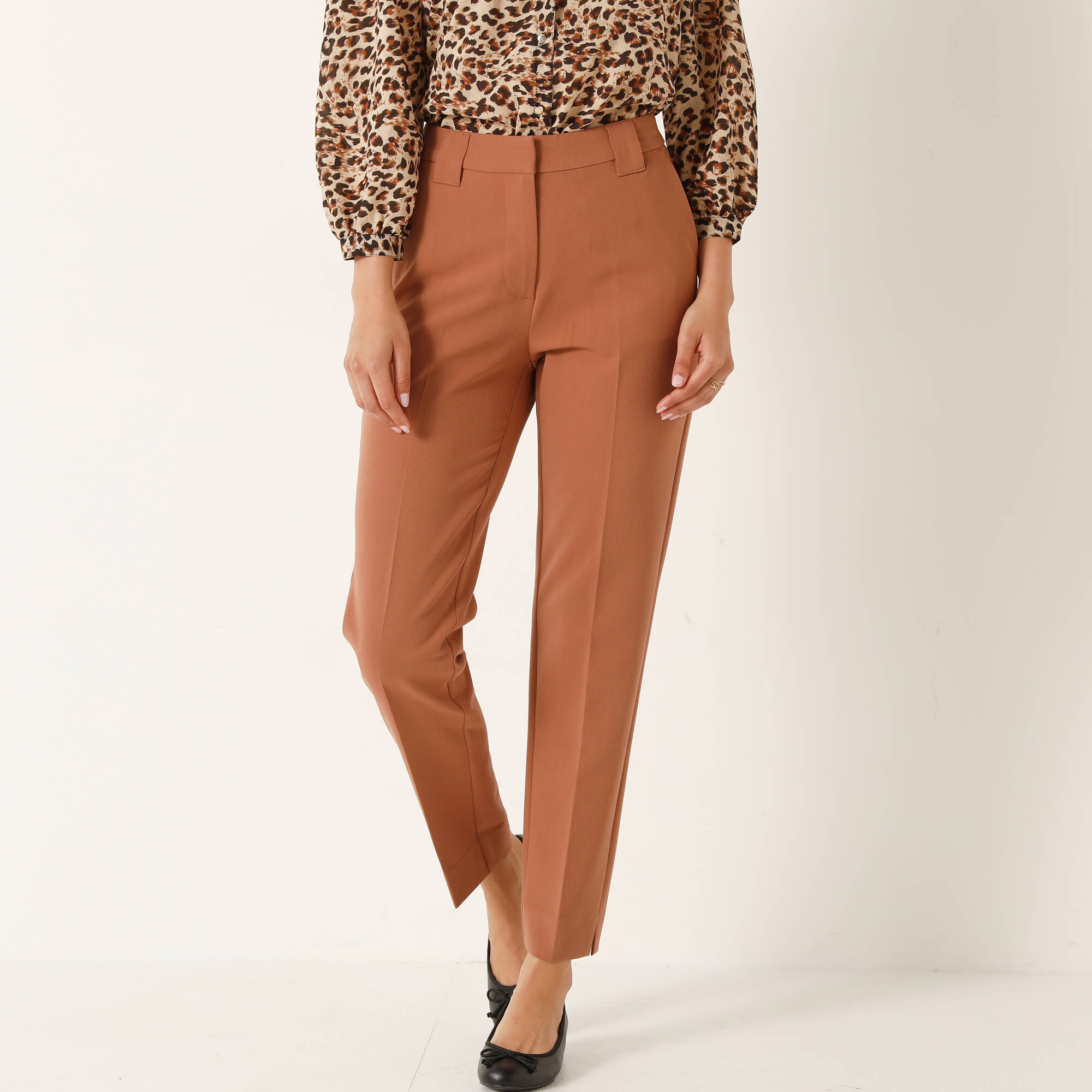 pantalon cigarette Women's pants Pantalon Tailleur Pantalon Cigarette Camel