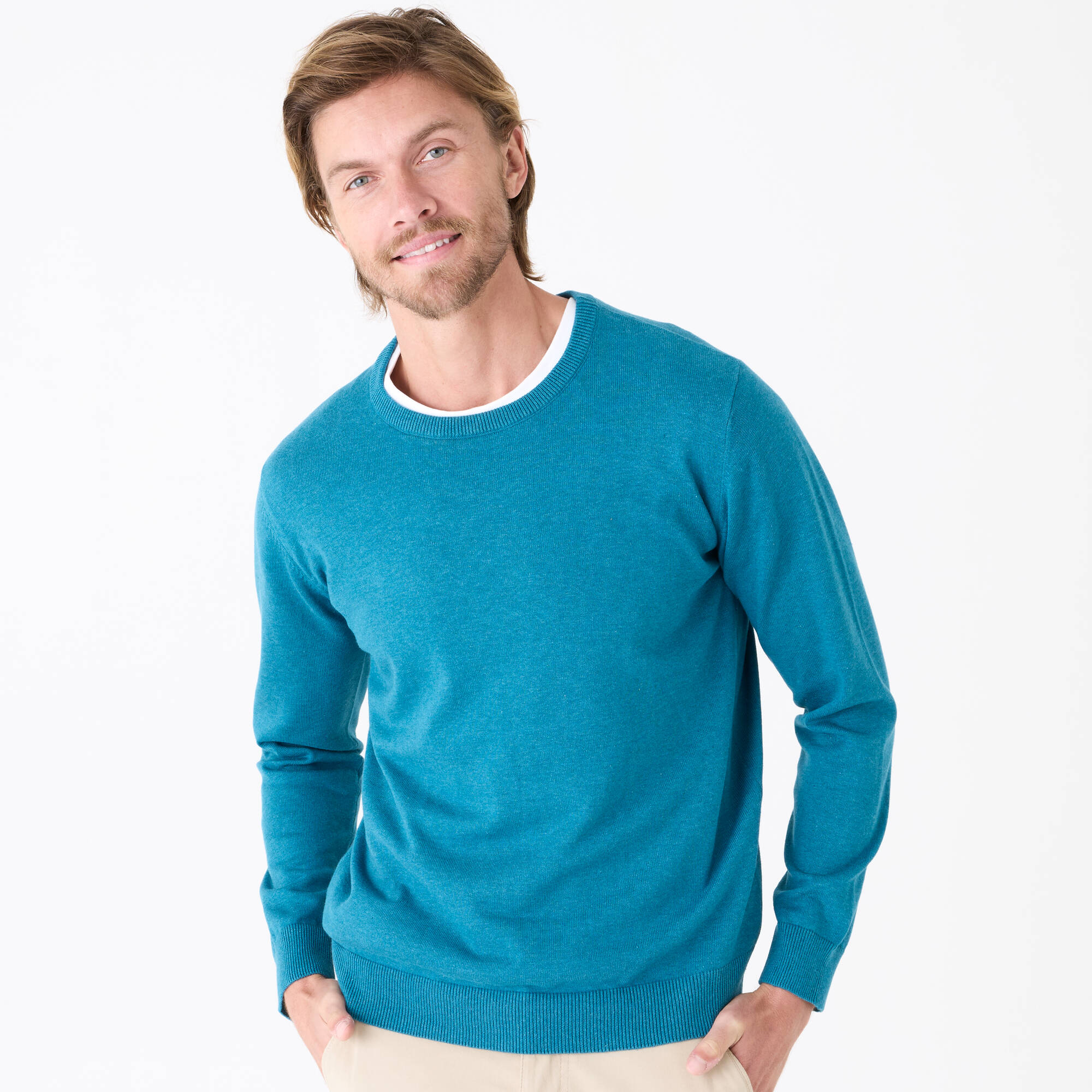 Pull pur coton col rond - Blancheporte