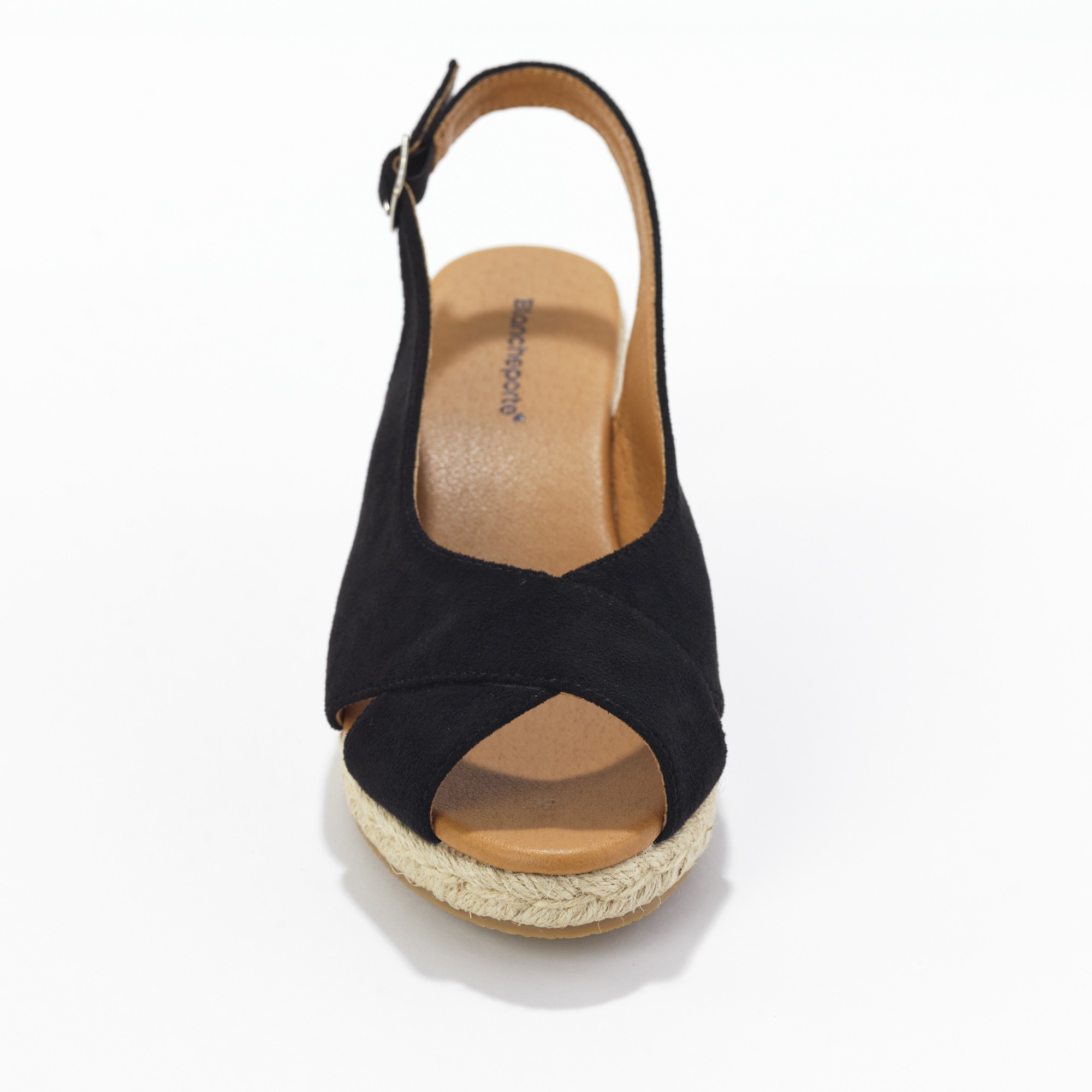 Sandales compens es corde talon et bout ouverts noir Blancheporte