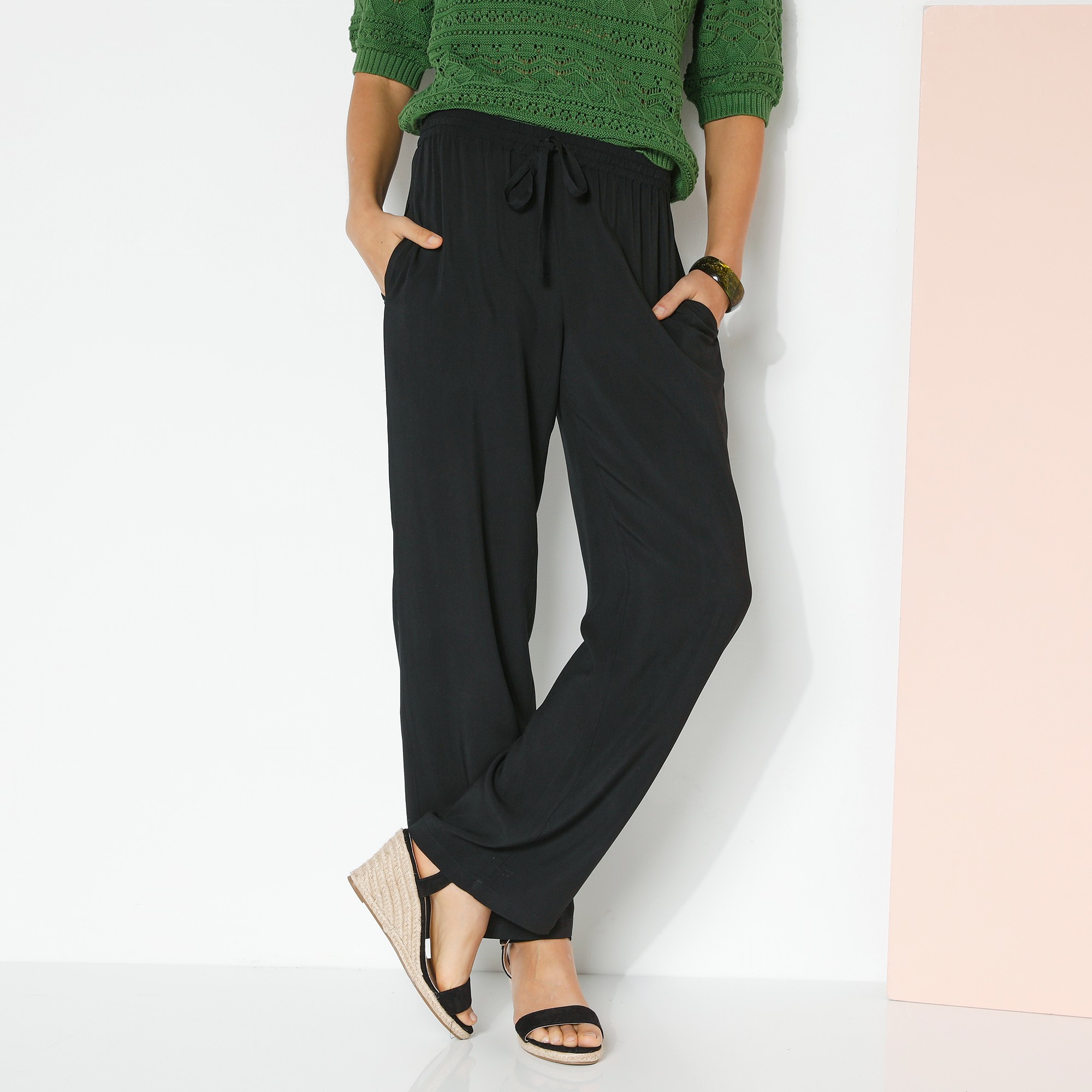 Pantalon Large En Viscose Fluide, Uni - Blancheporte