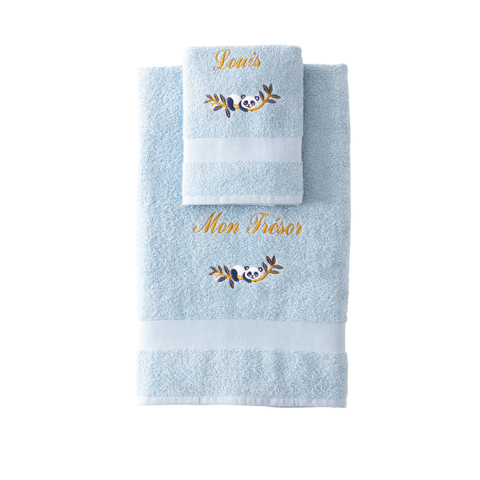 Collection éponge enfant brodée panda personnalisable, coton - Blancheporte