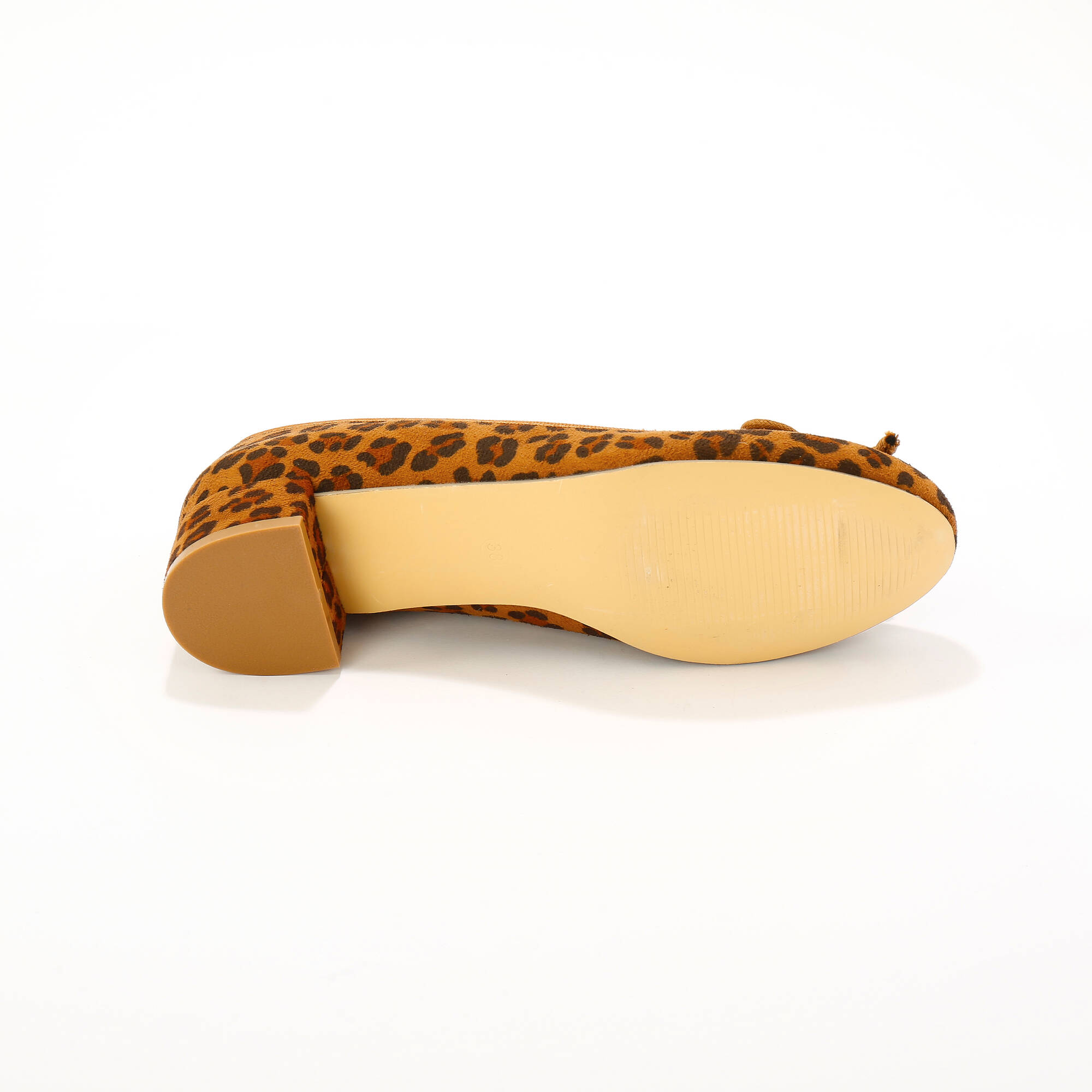 Ballerines Femme Avec Bride Cheville à Motif Léopard Marron Clair