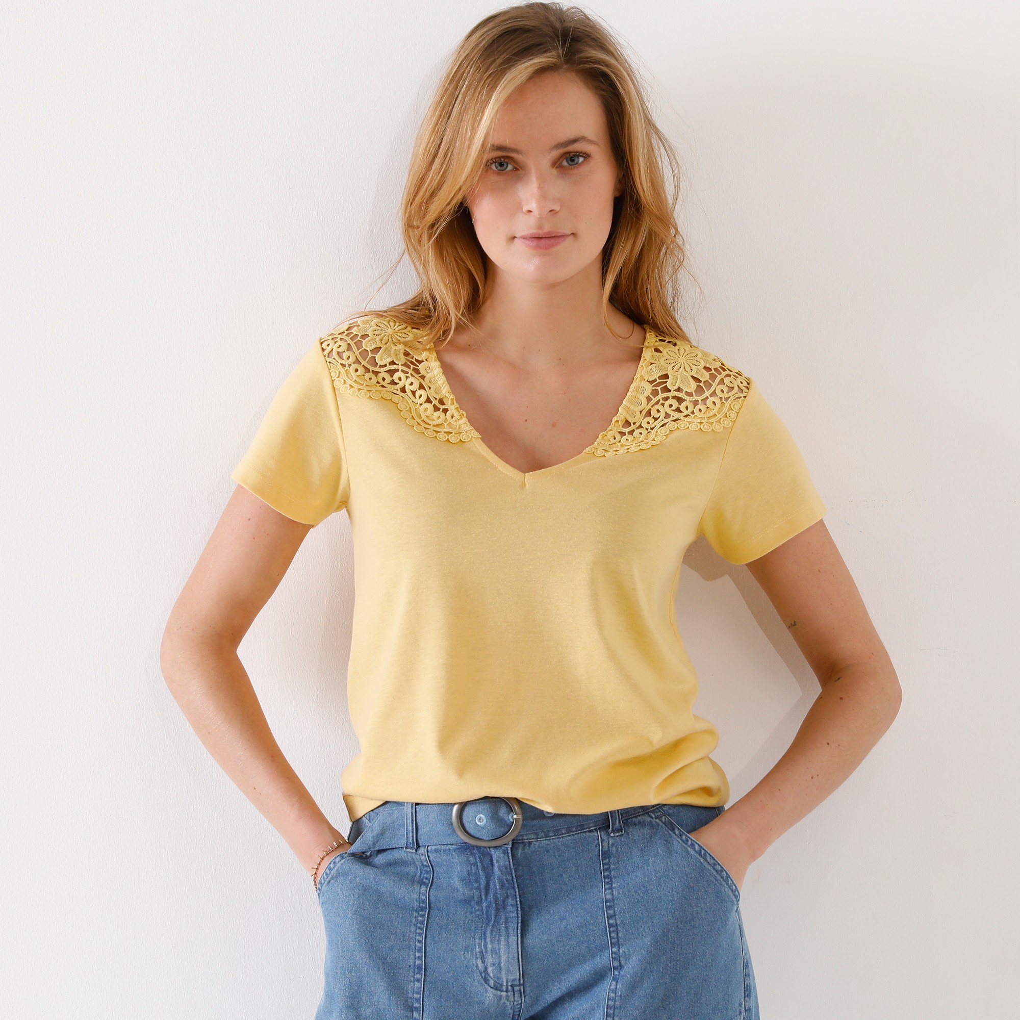 T-shirt Fantaisie Avec Macramé - Blancheporte