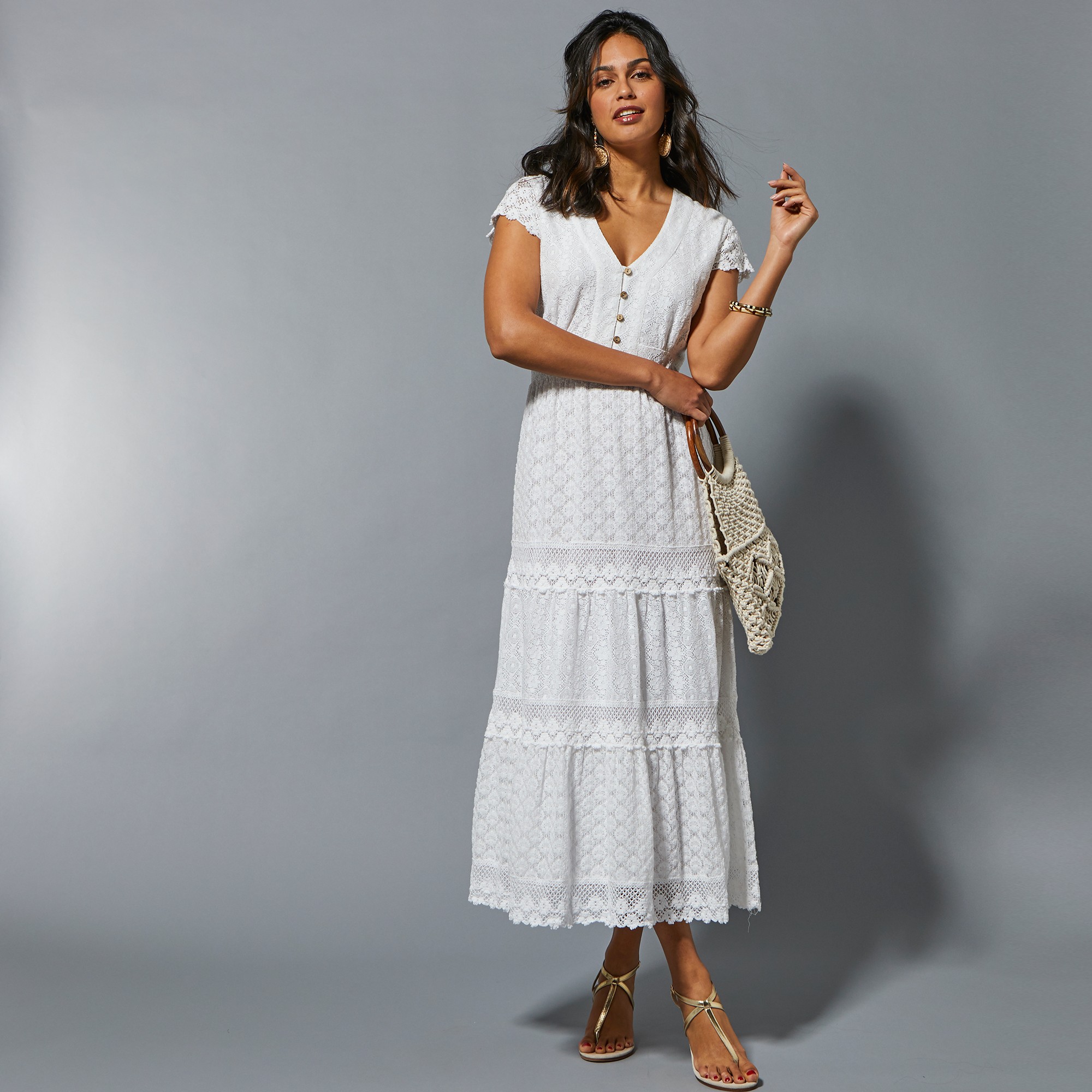 Robe macramé outlet blanche porte