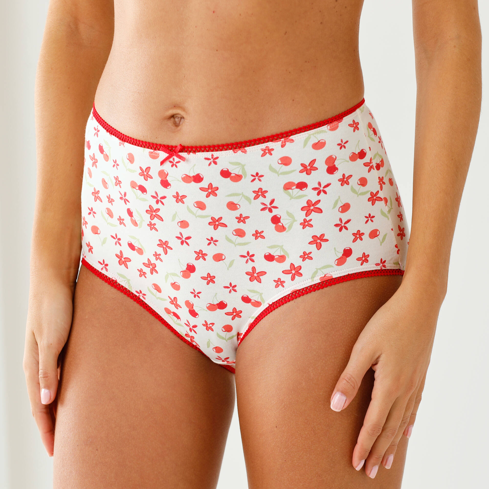 Culotte Coton Stretch Forme Maxi Imprimé ''cerises'' - Lot De 4 - Blancheporte