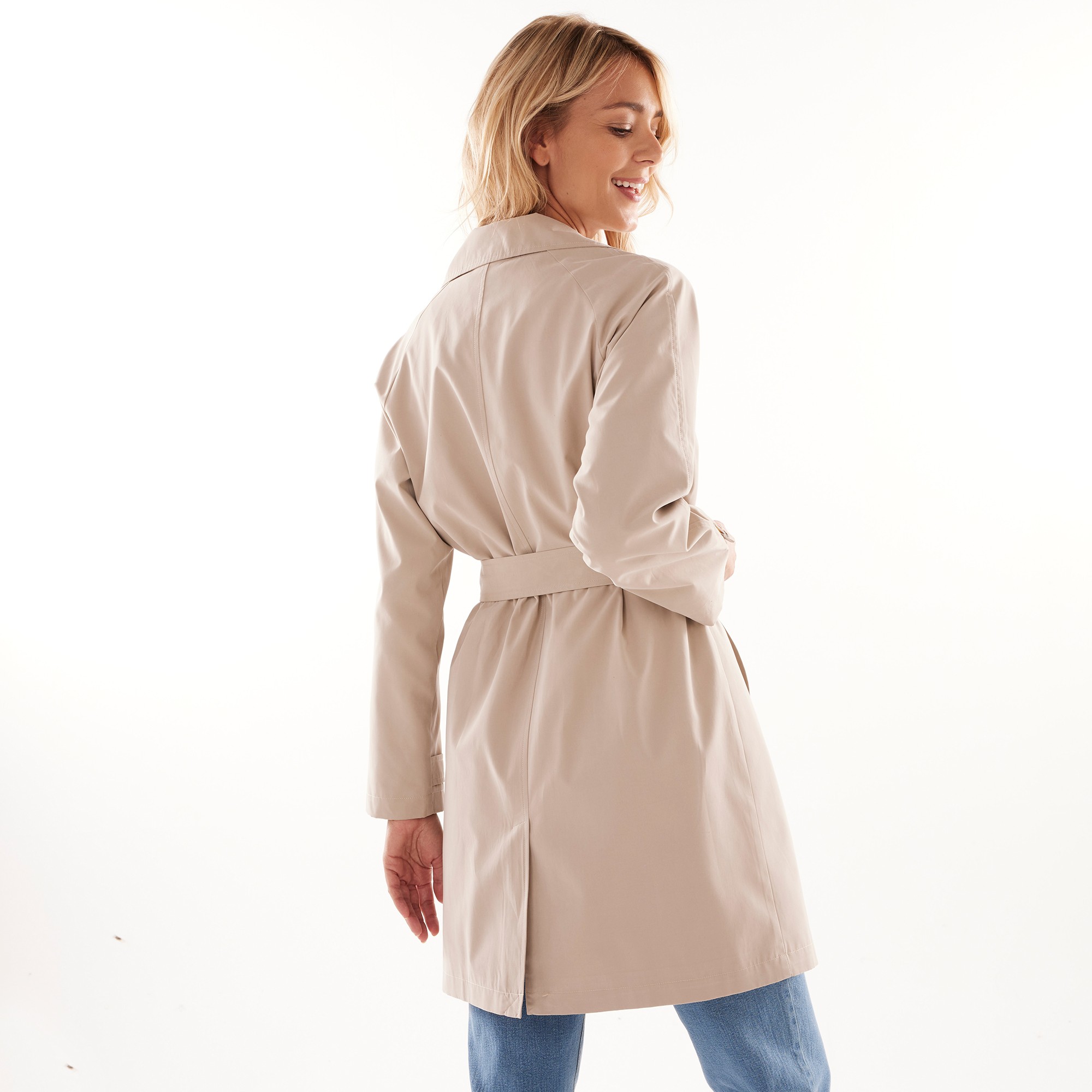 Trench deperlant ceinture amovible beige Blancheporte