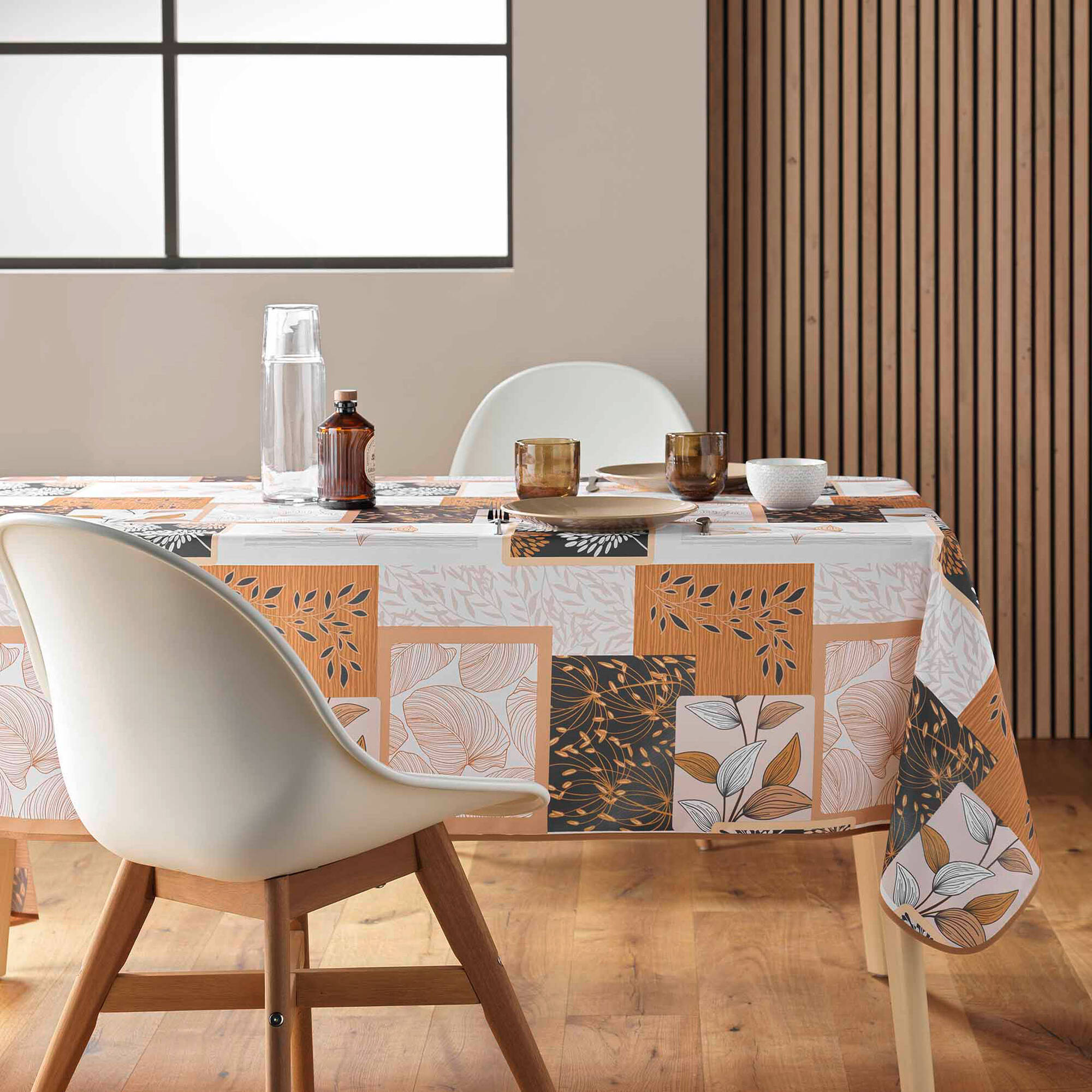 Nappe Imprimé Patchwork Feuilles Entretien Facile - Blancheporte
