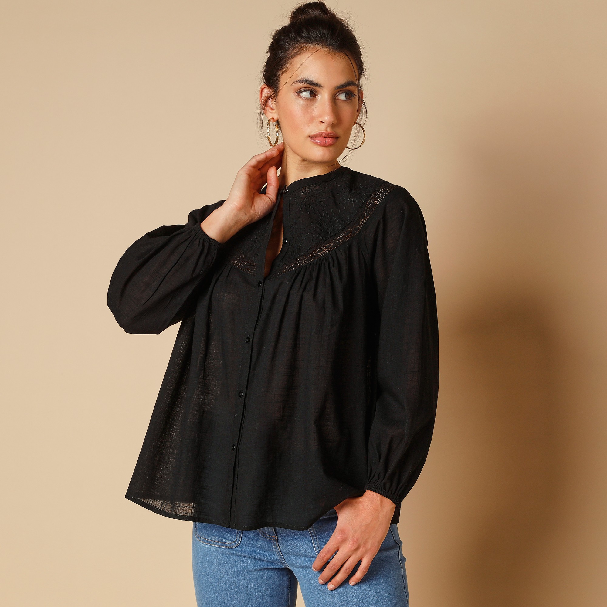 Chemisier Boutonne? Brodé, Voile De Coton - Lora Zellini