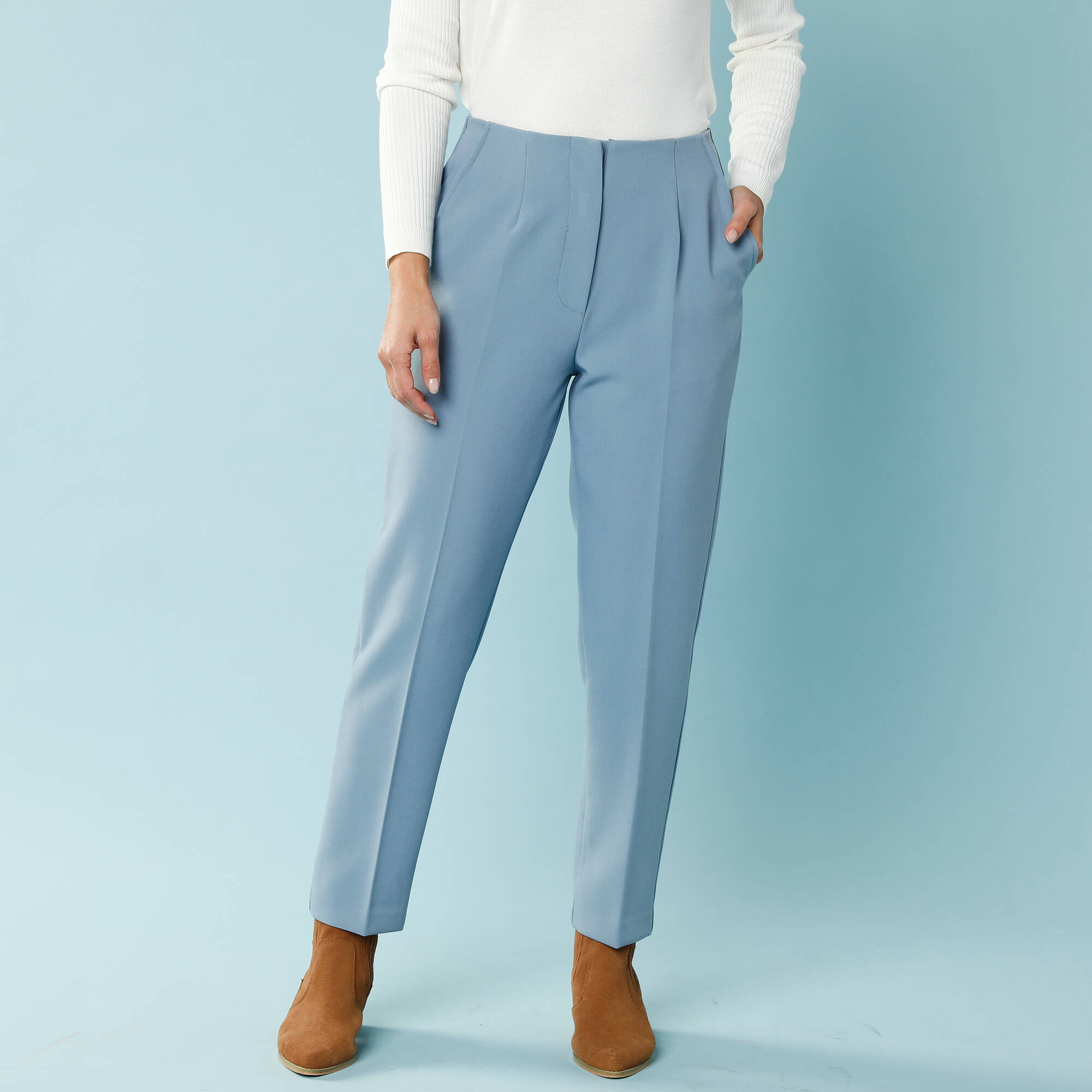 Pantalon cigarette uni, Spécial Petites - Blancheporte