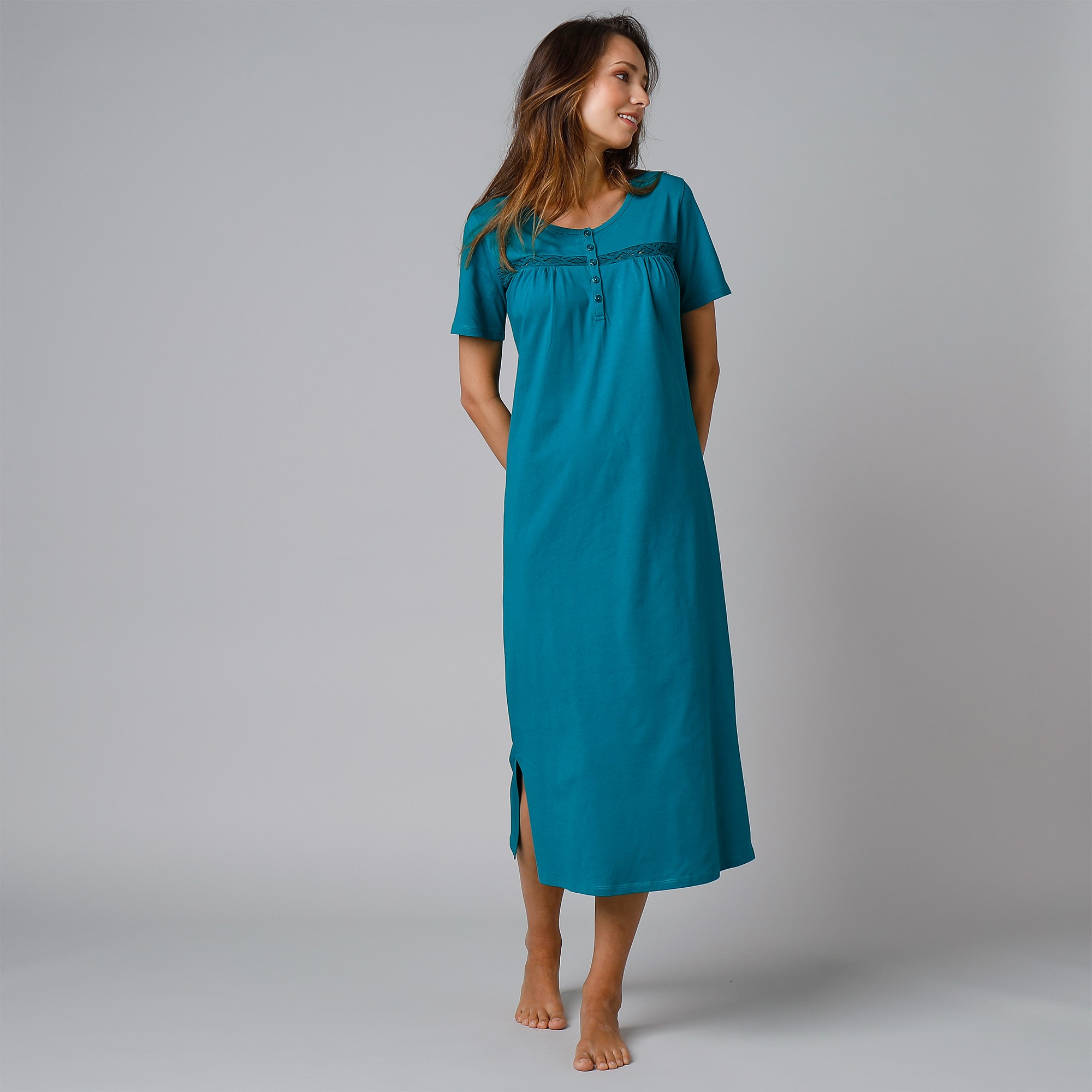 Chemise de nuit online longue manches courtes
